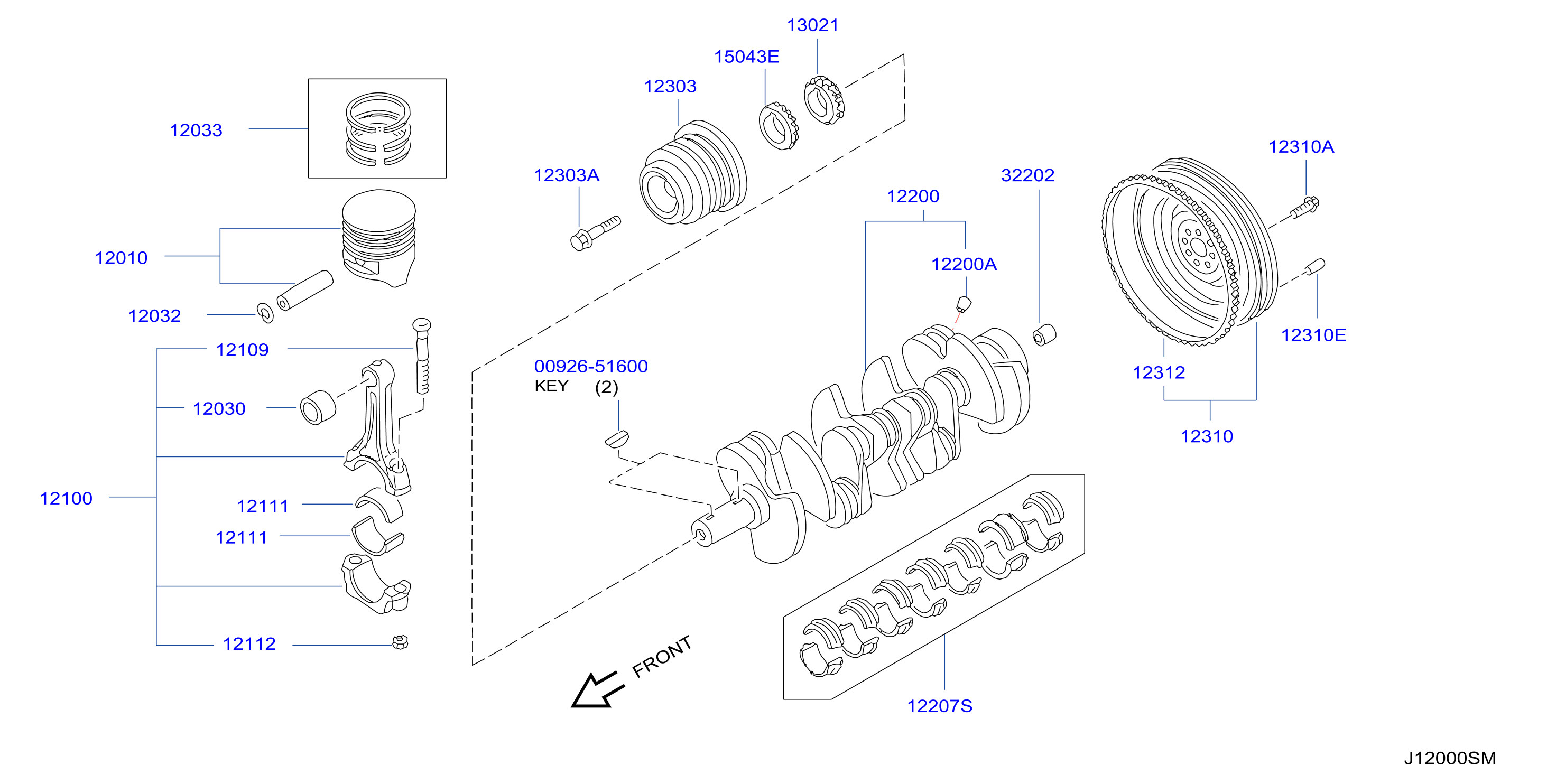 Piston Crankshaft Flywheel