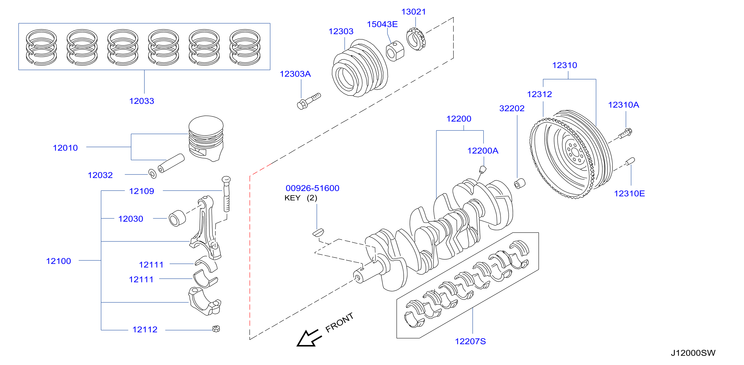 Piston Crankshaft Flywheel