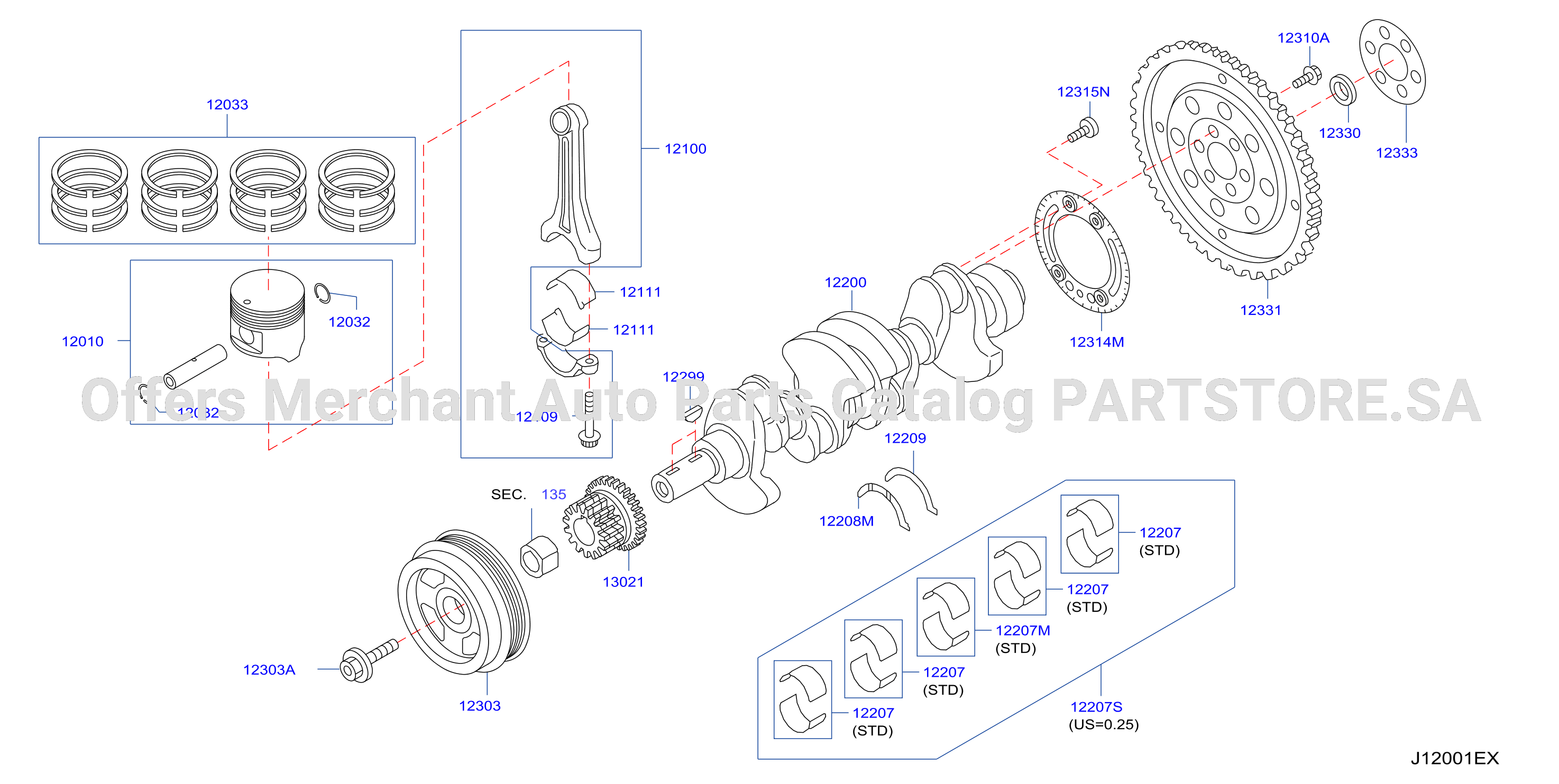 Piston Crankshaft Flywheel Illustration