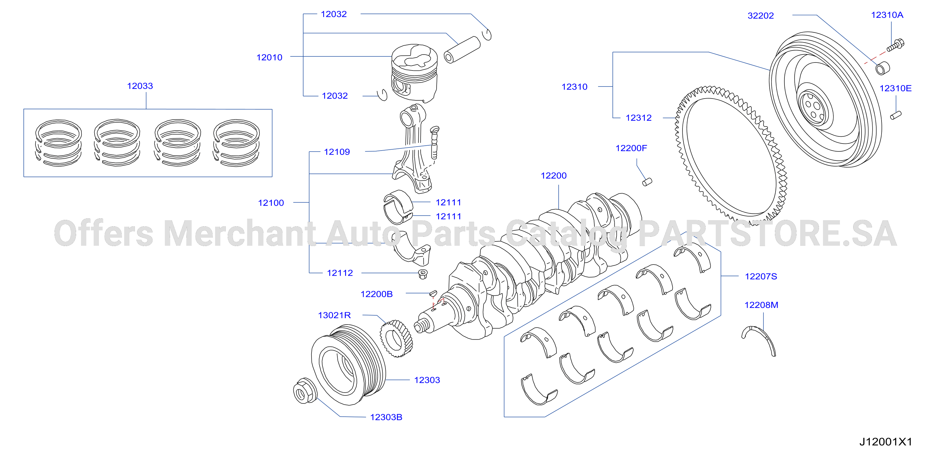 Piston Crankshaft Flywheel Illustration