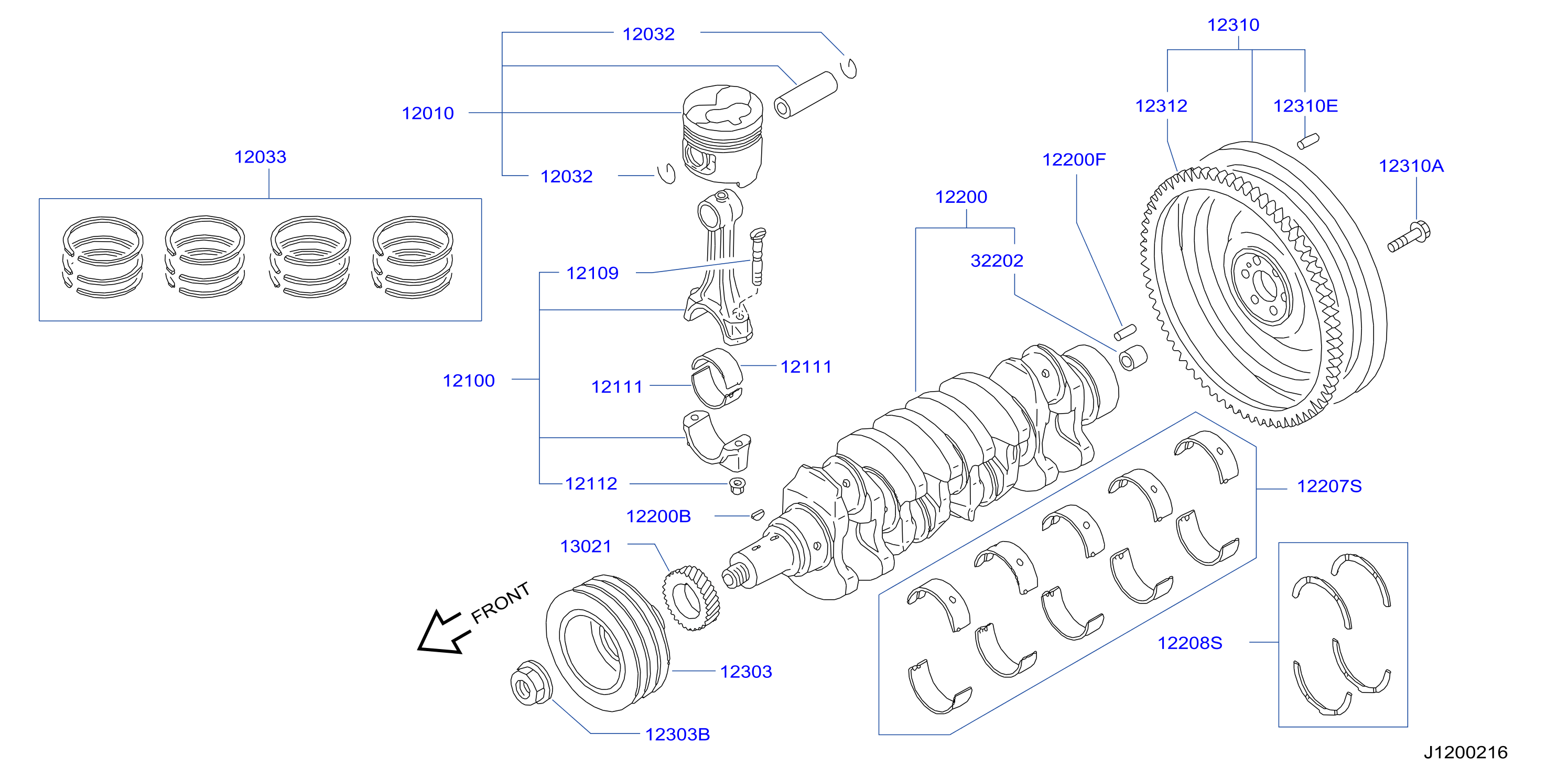Piston Crankshaft Flywheel Illustration