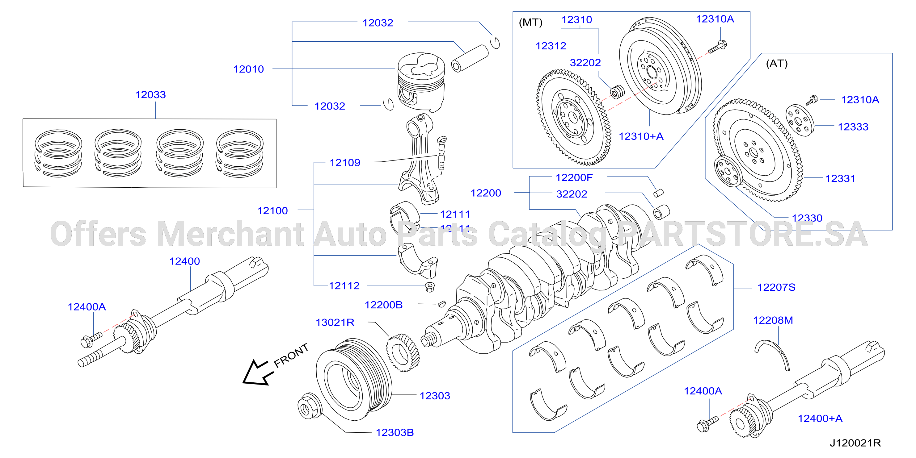 Piston Crankshaft Flywheel