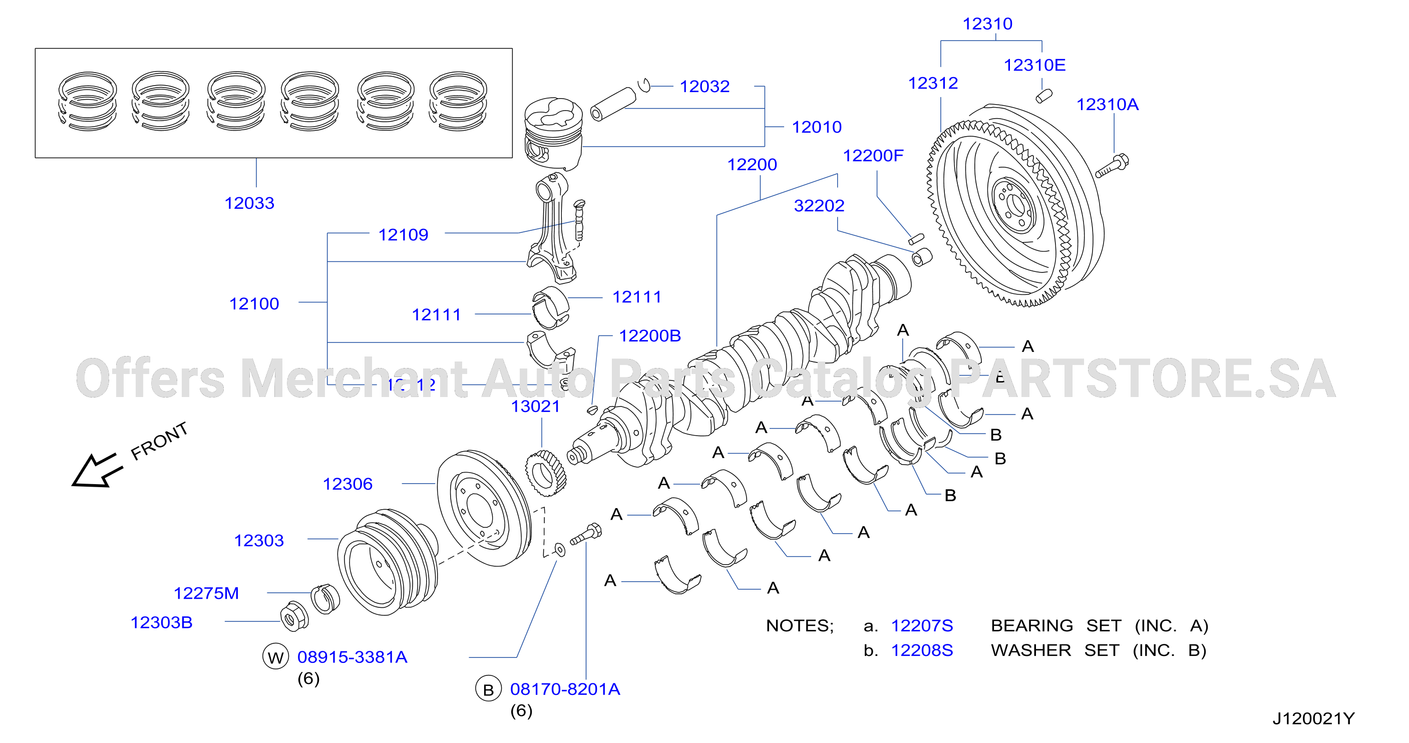Piston Crankshaft Flywheel