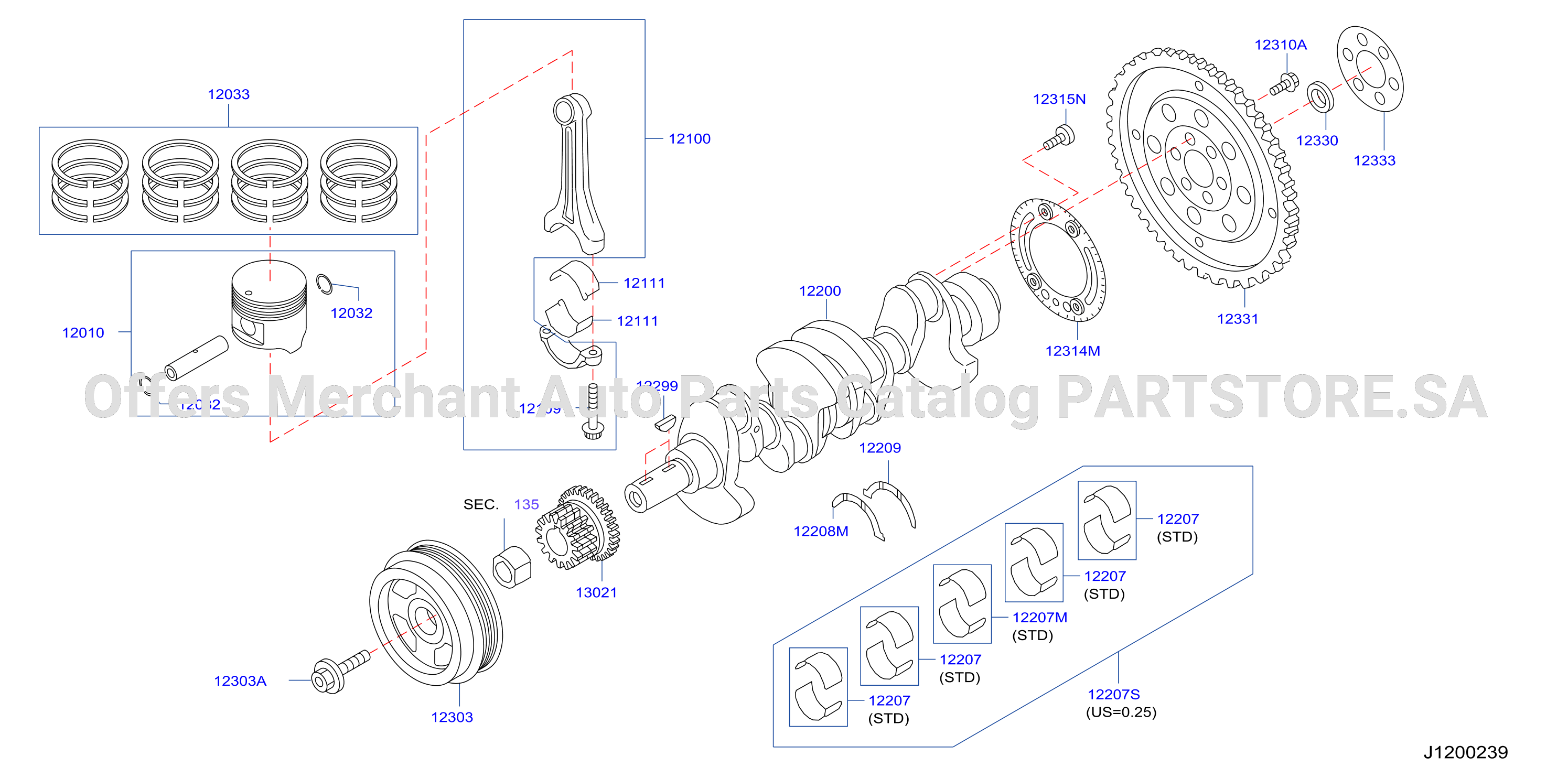 Piston Crankshaft Flywheel Illustration
