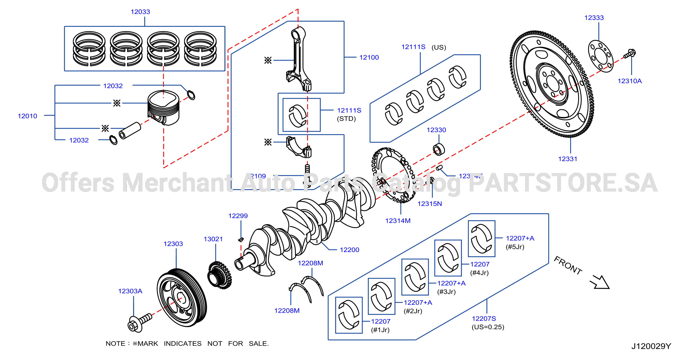 Piston Crankshaft Flywheel Mcvt