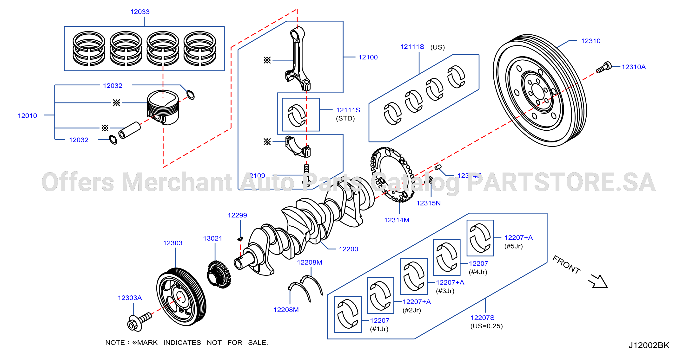 Piston Crankshaft Flywheel Mt