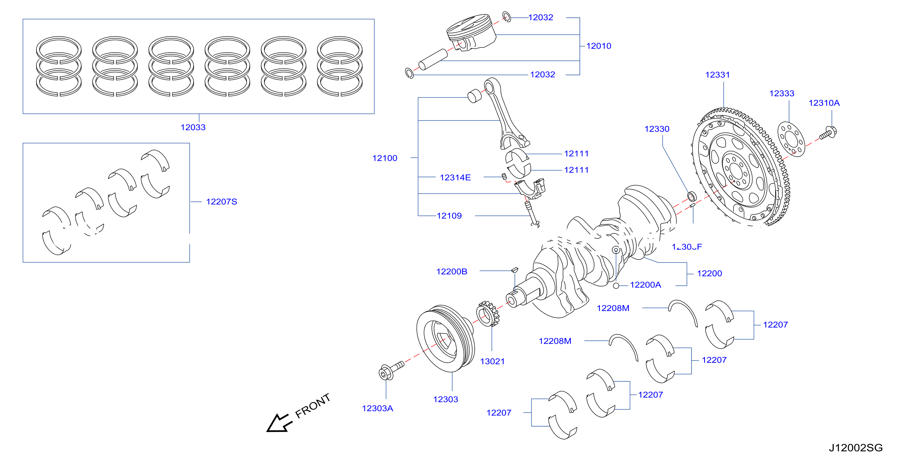 Piston Crankshaft Flywheel