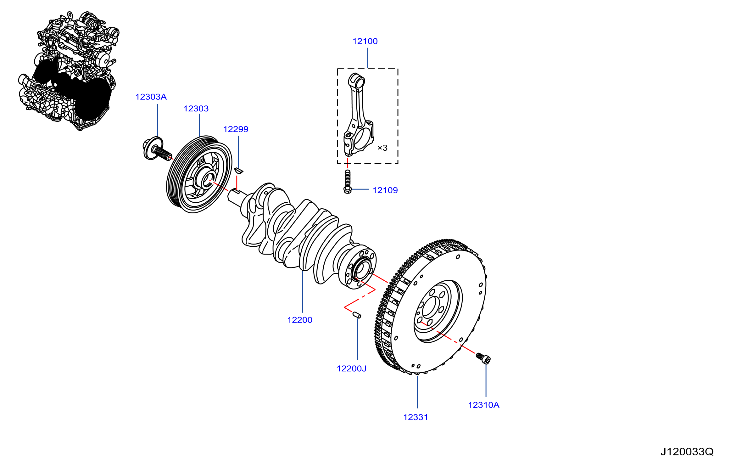 Piston Crankshaft Flywheel Illustration