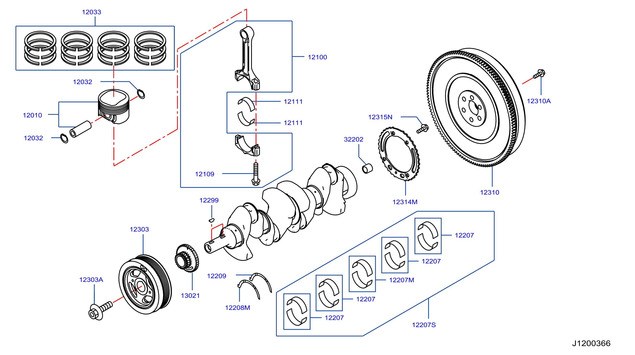 Piston Crankshaft Flywheel Illustration