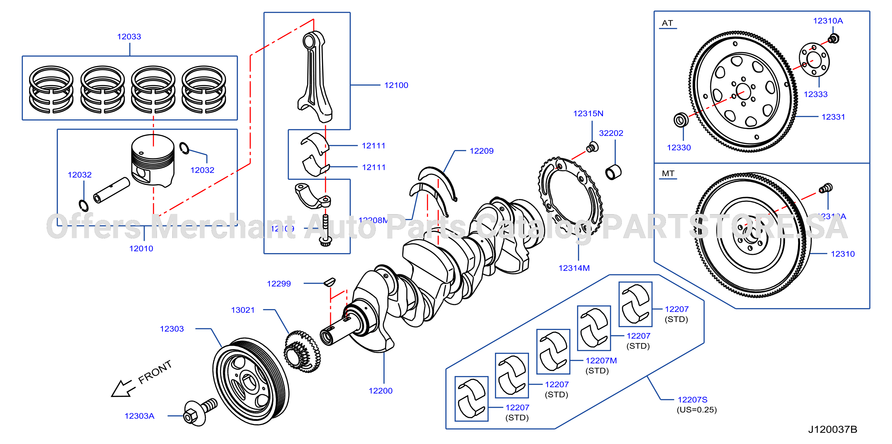 Piston Crankshaft Flywheel