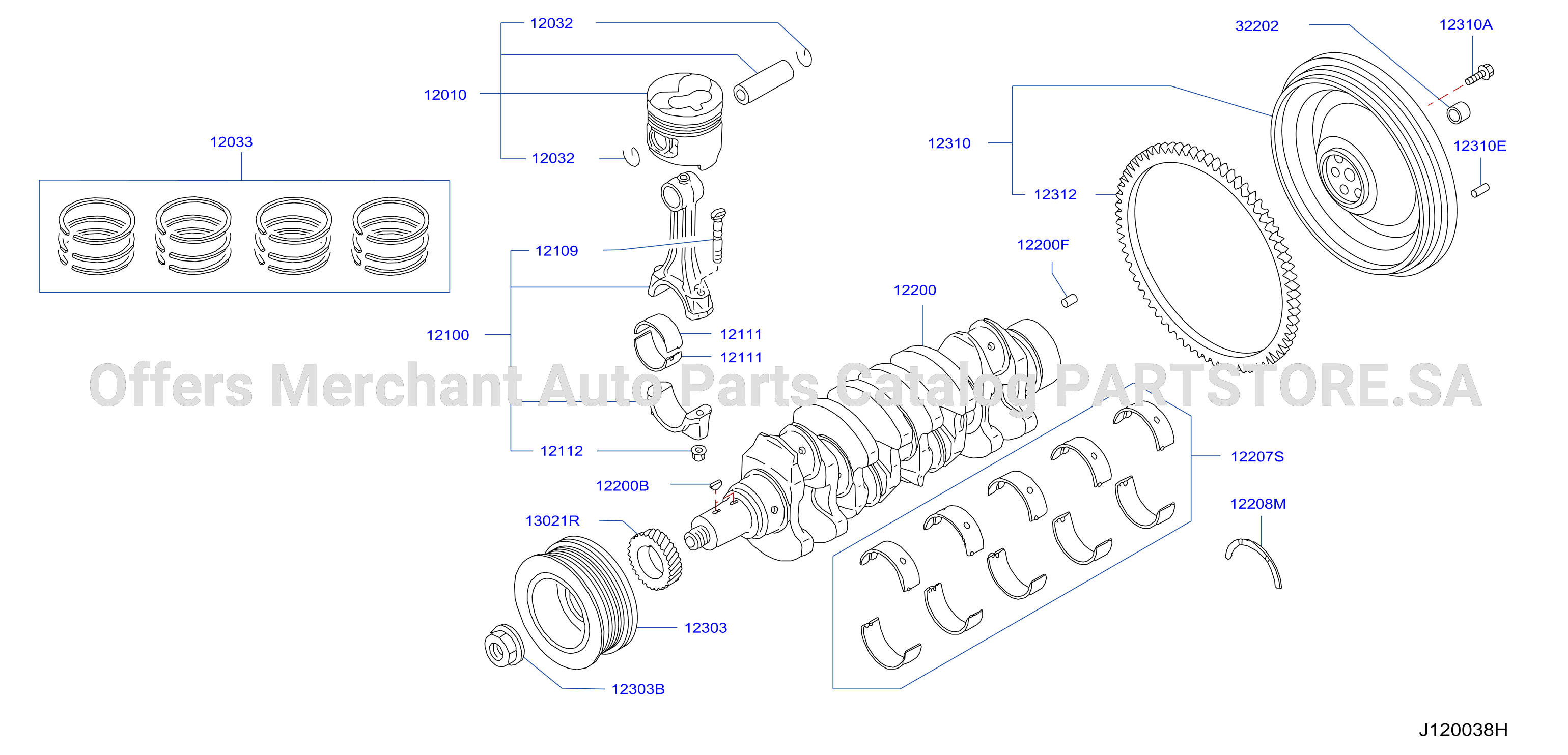 Piston Crankshaft Flywheel Illustration