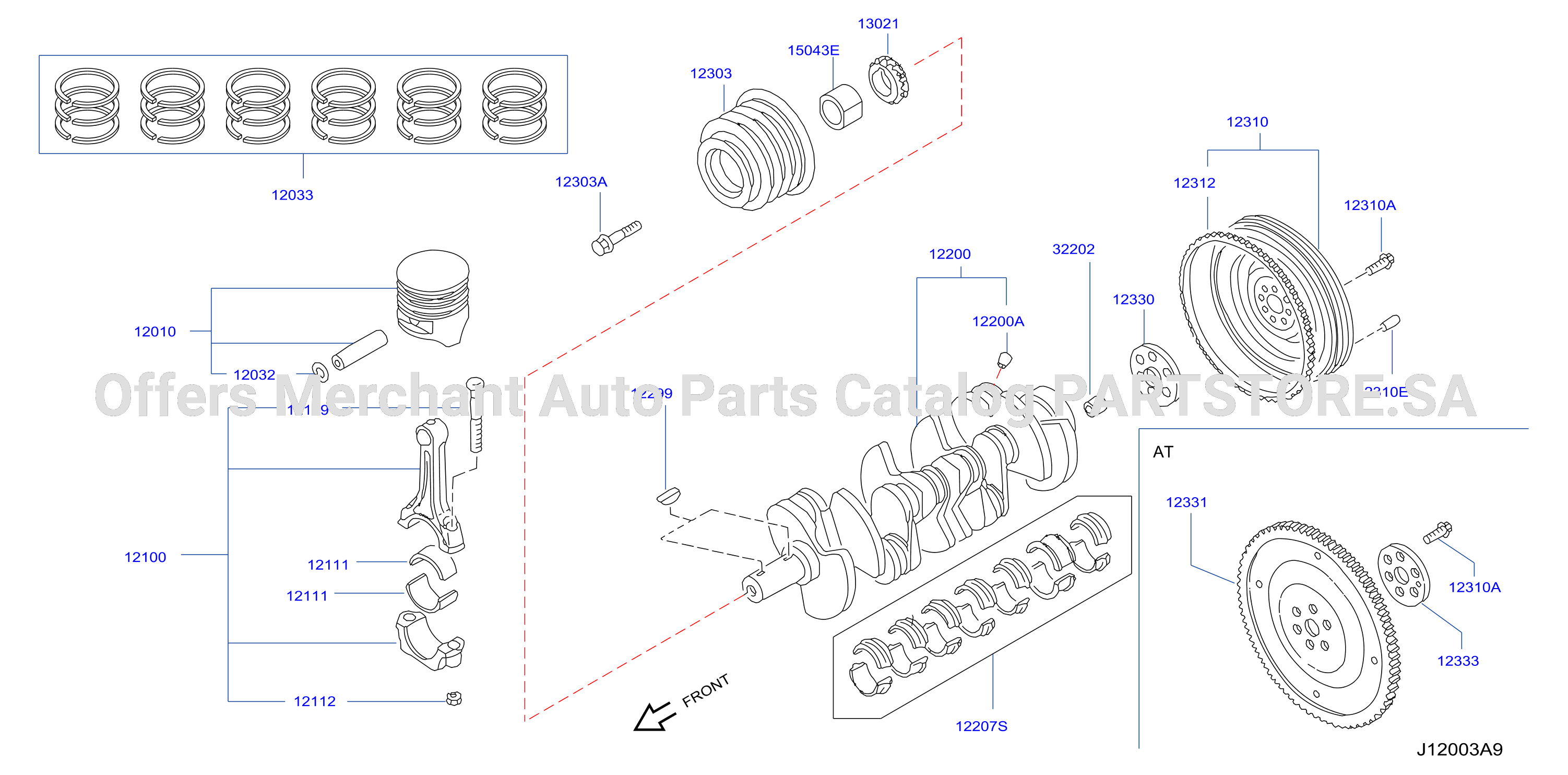 Piston Crankshaft Flywheel