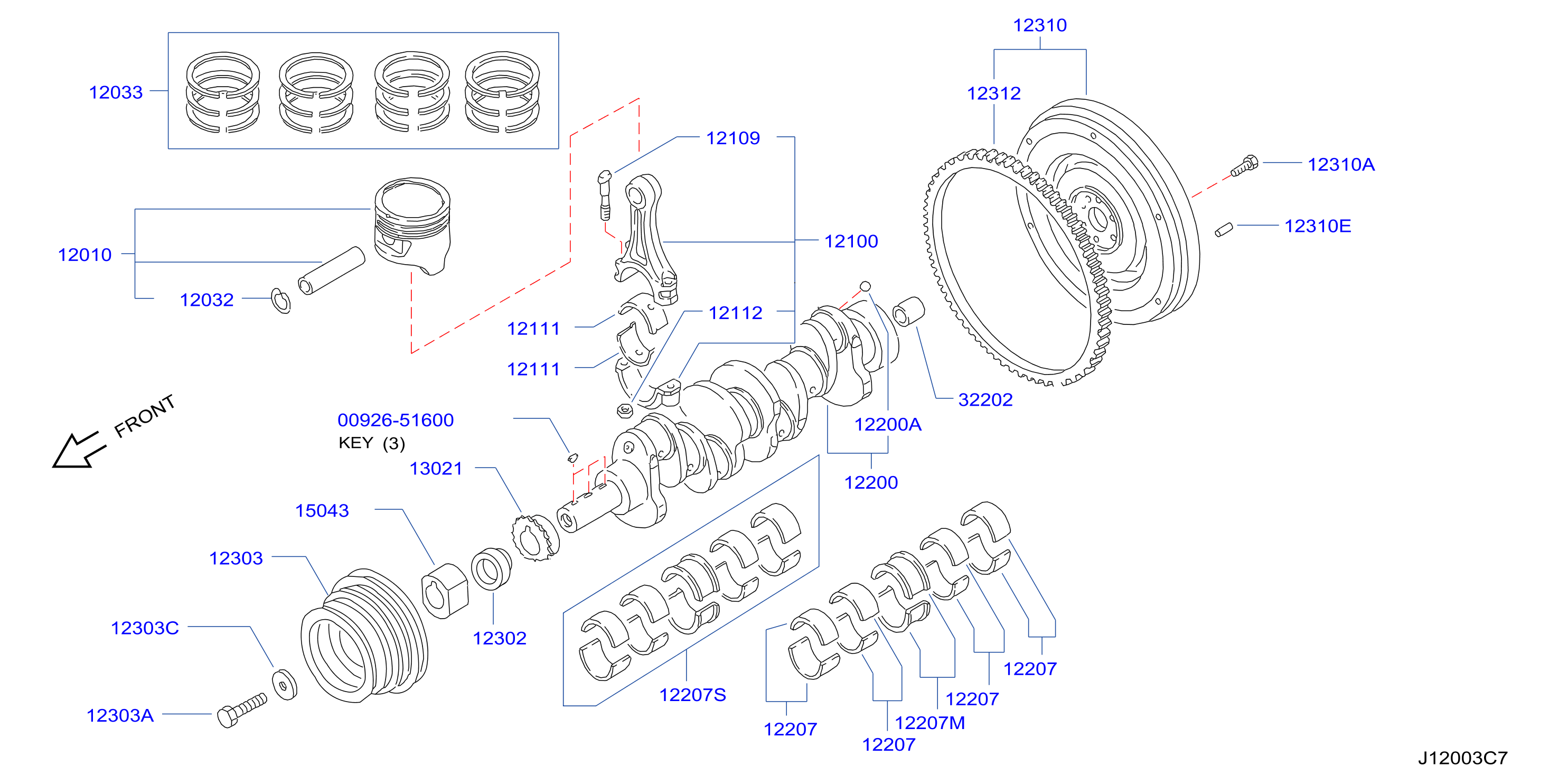 Piston Crankshaft Flywheel