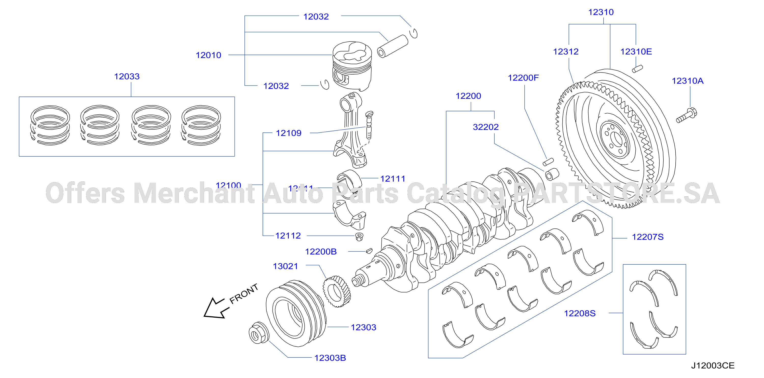 Piston Crankshaft Flywheel