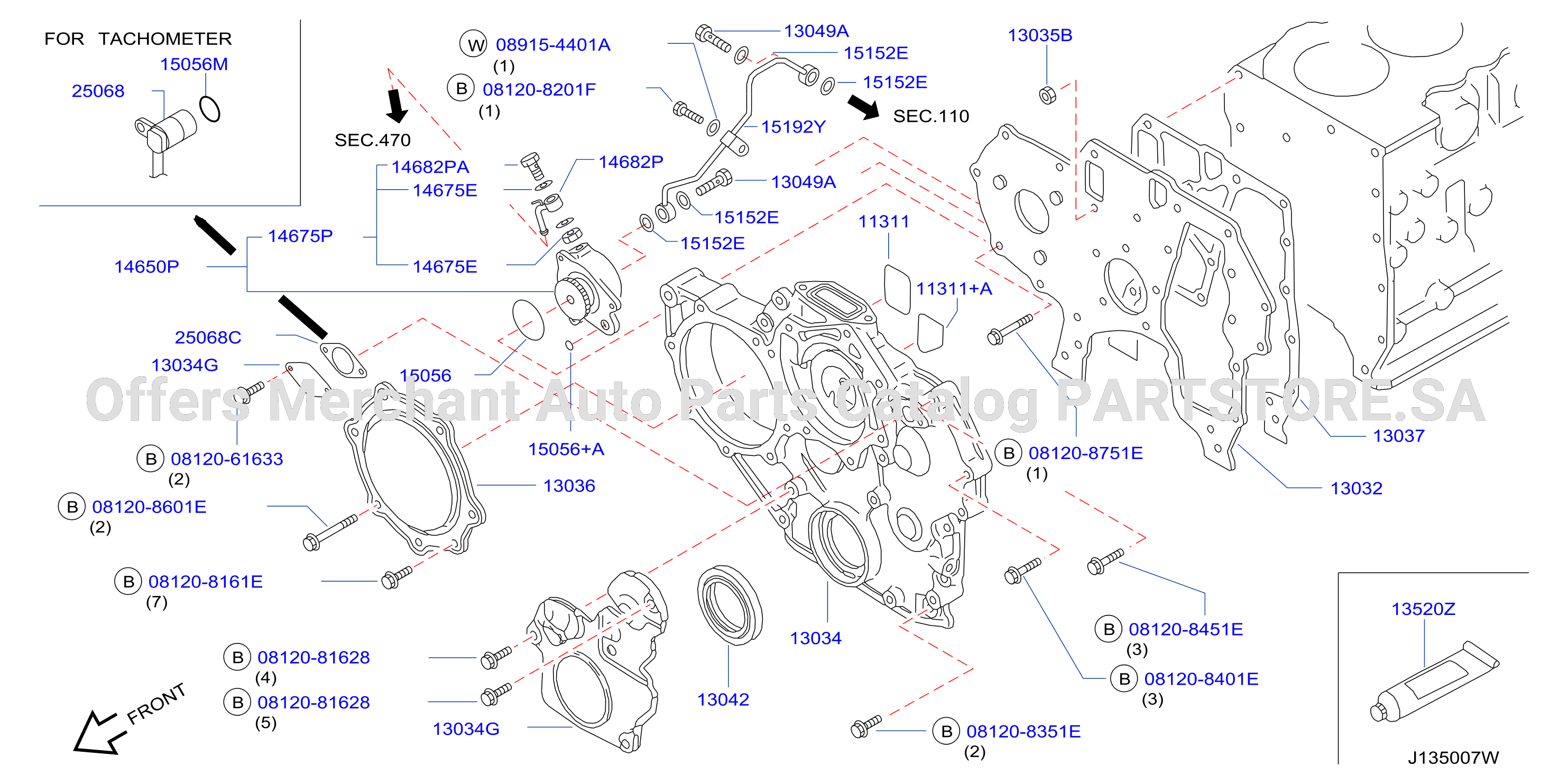 Front Cover Vacuum Pump Fitting