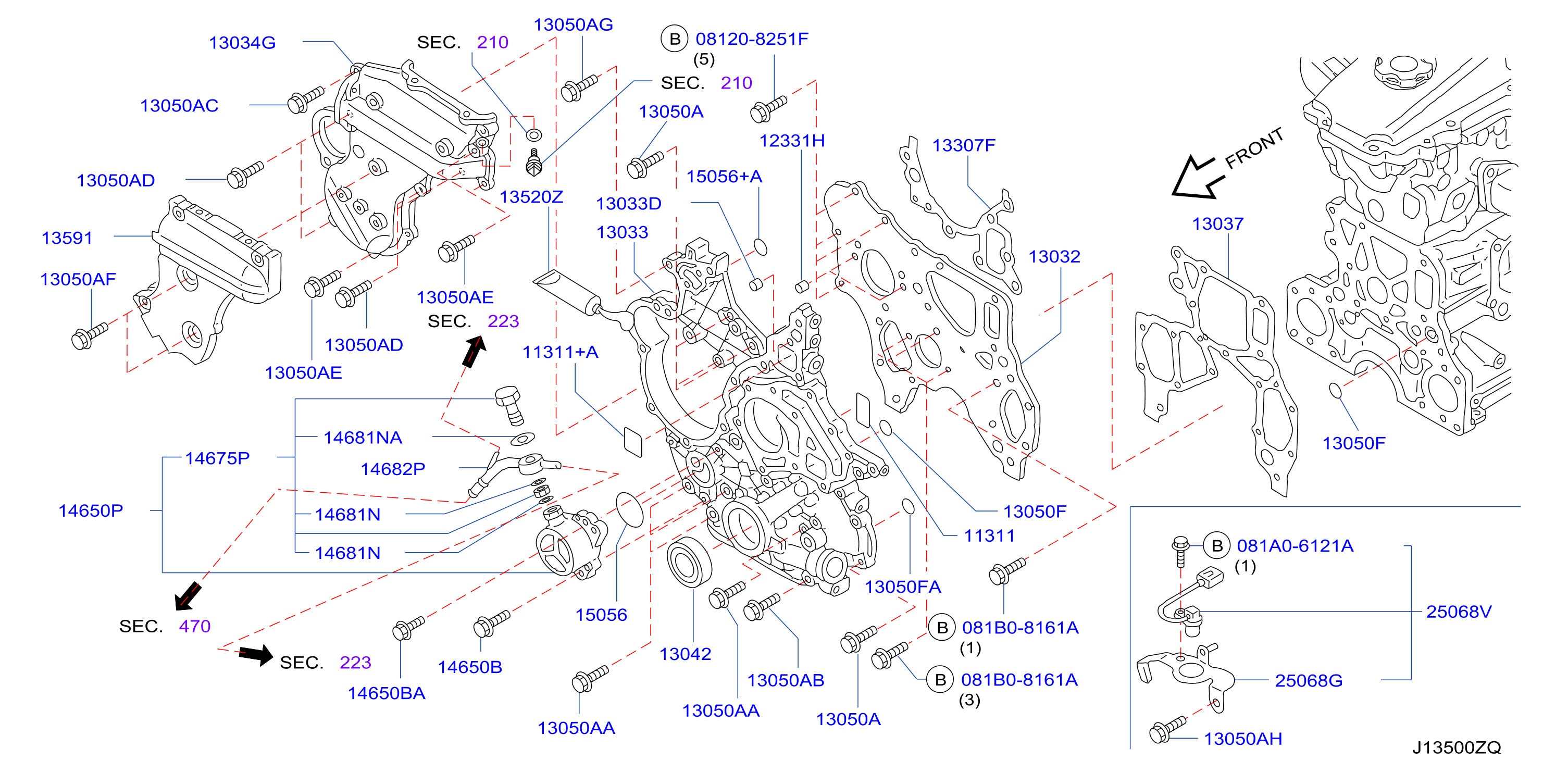 Front Cover Vacuum Pump Fitting