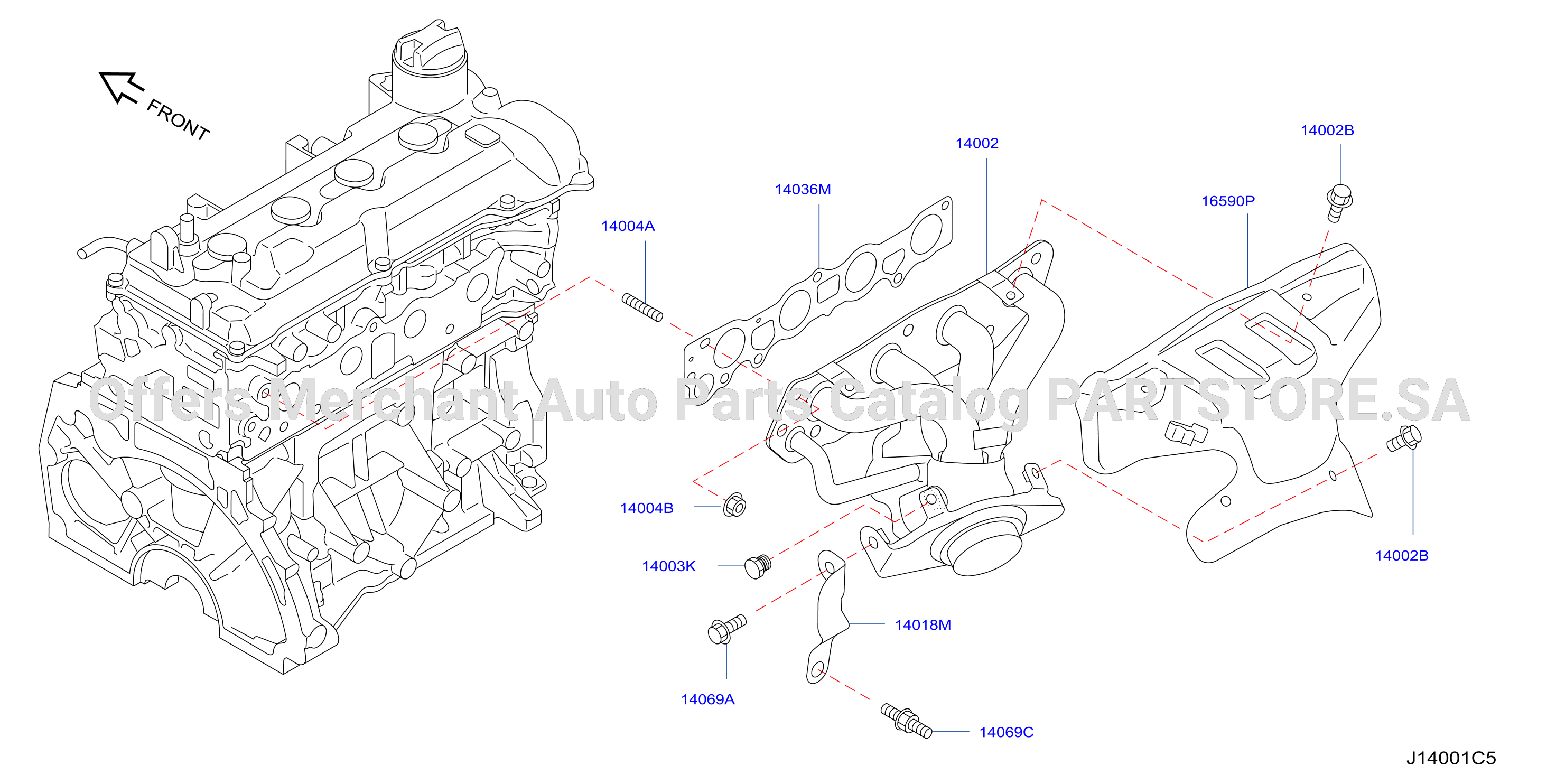 Manifold Exhaust Parts W / O O2Sensor