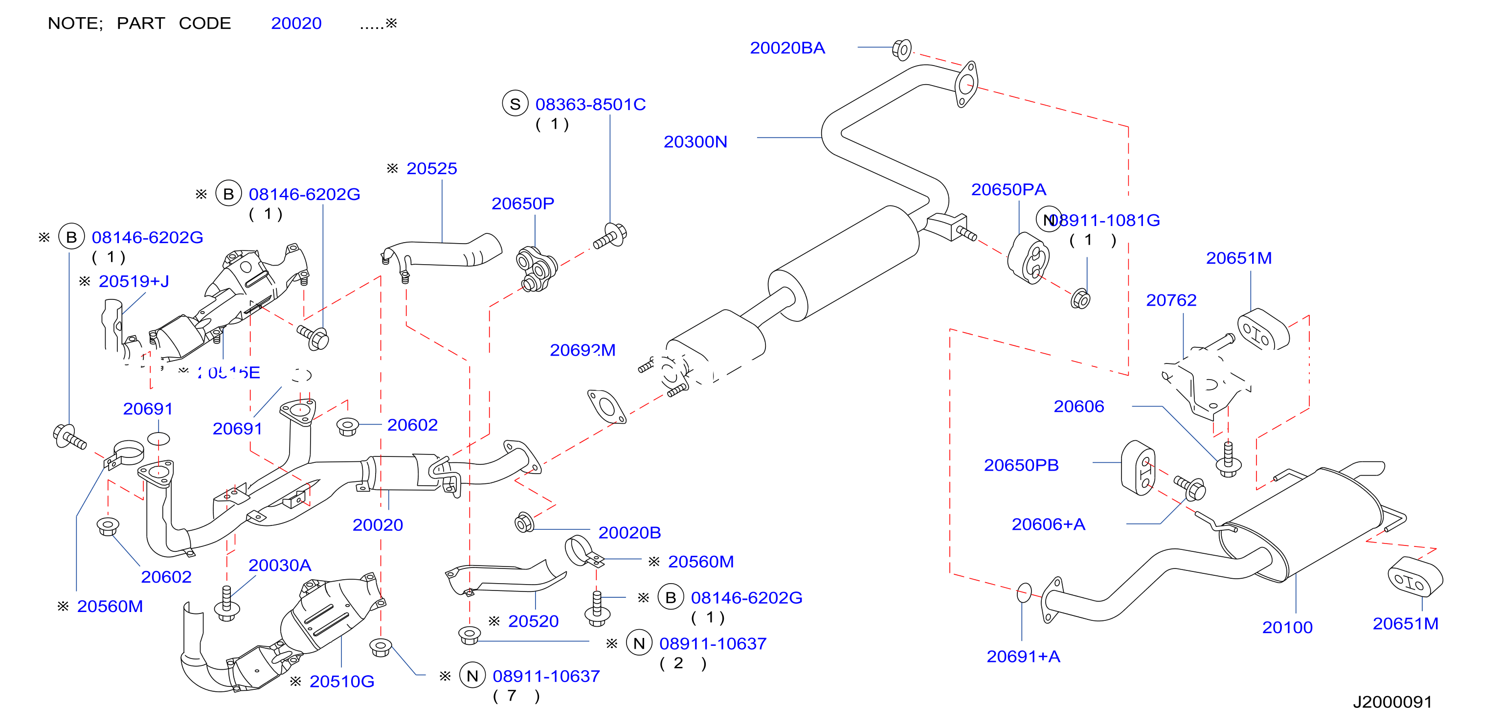 Exhaust Tube Muffler Wo Cat