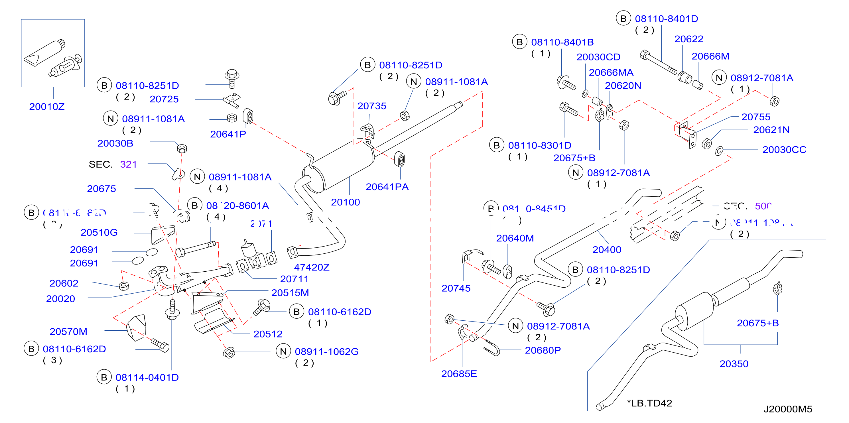 Exhaust Tube Muffler Td42