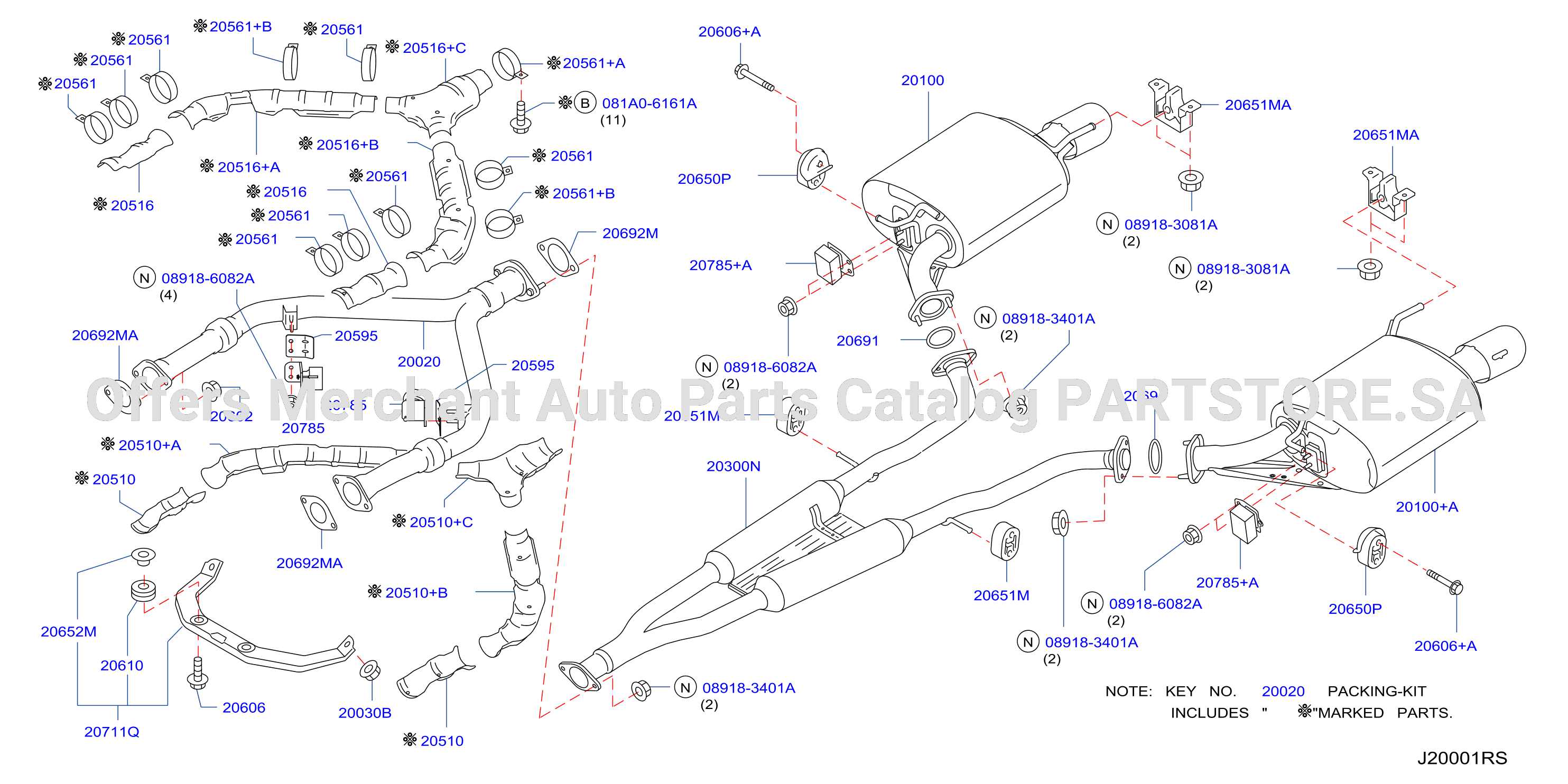 Exhaust Tube Muffler Long Vq25Hr Prc