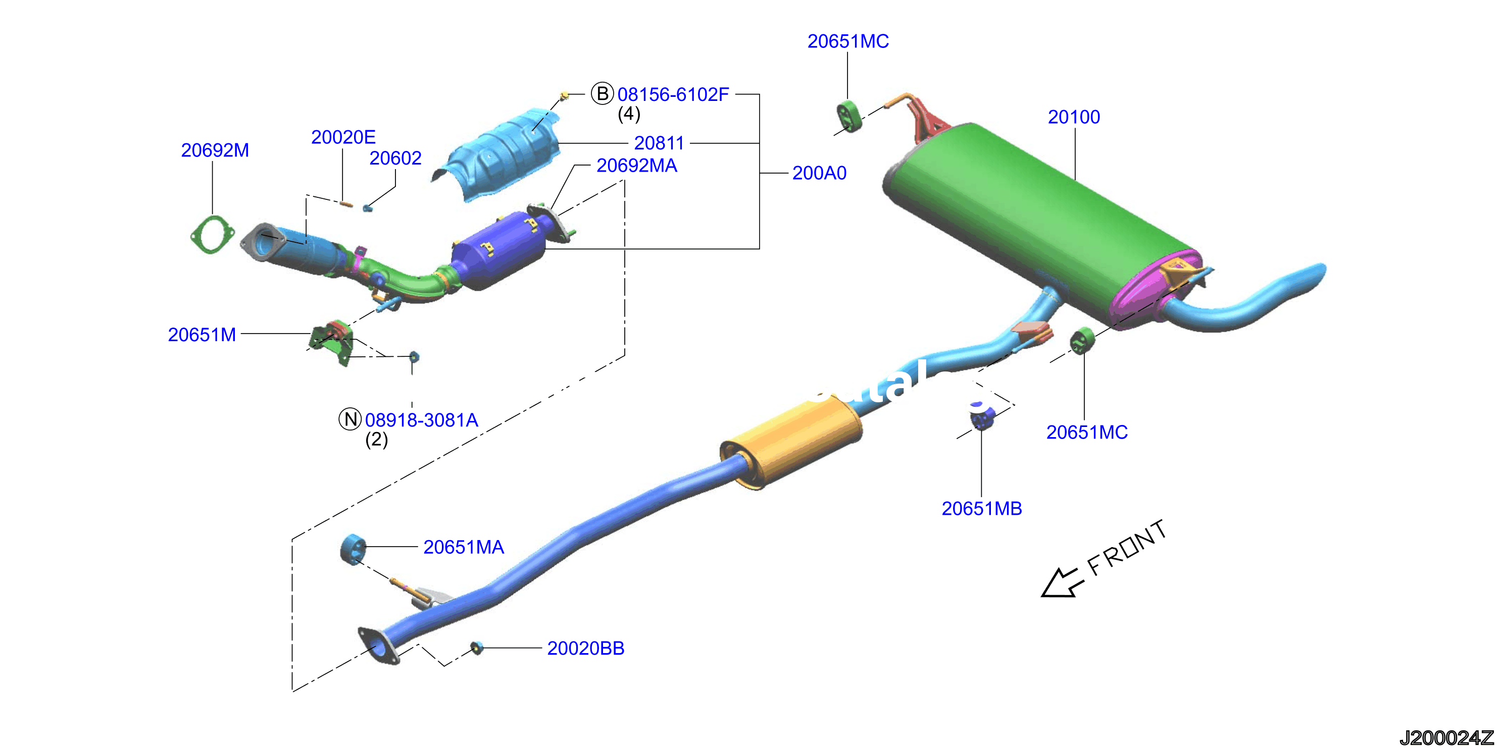 Exhaust Tube Muffler Mr20Dd