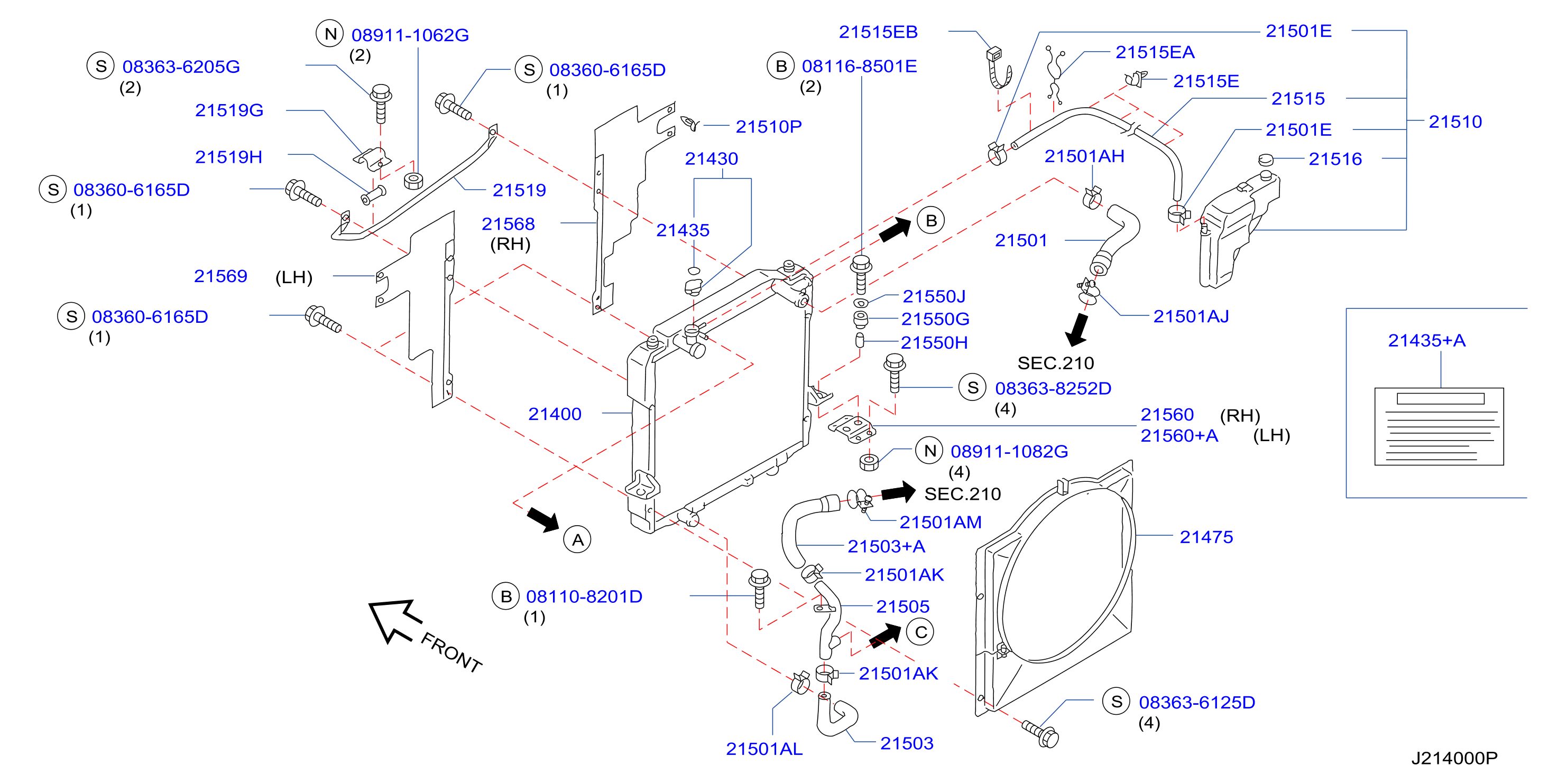 Radiator Shroud Inverter Cooling Main Rad Hose Fitting Parts