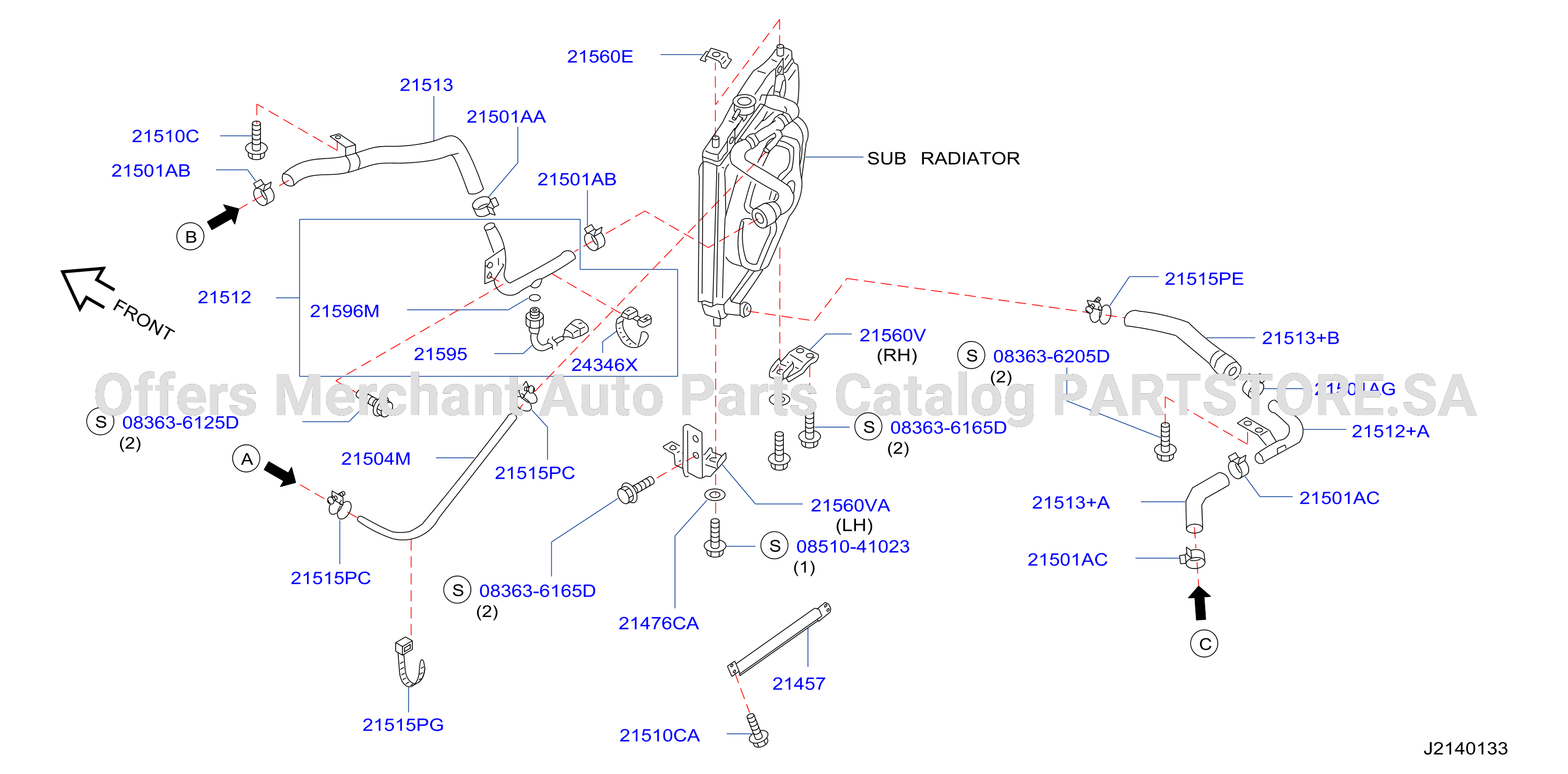 Radiator Shroud Inverter Cooling Sub Rad Hose Fitting Parts