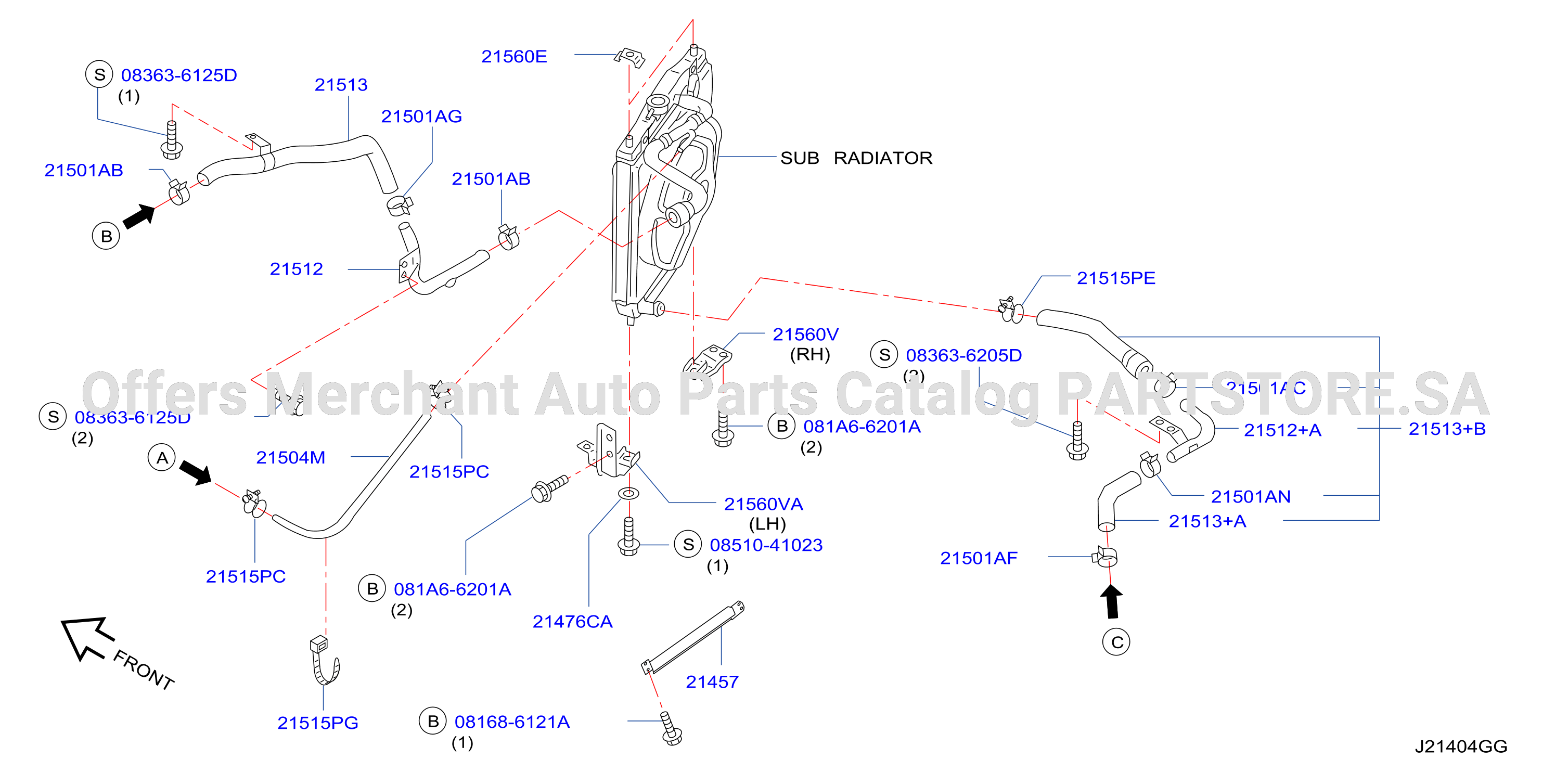 Radiator Shroud Inverter Cooling Sub Rad Hose Fitting Parts