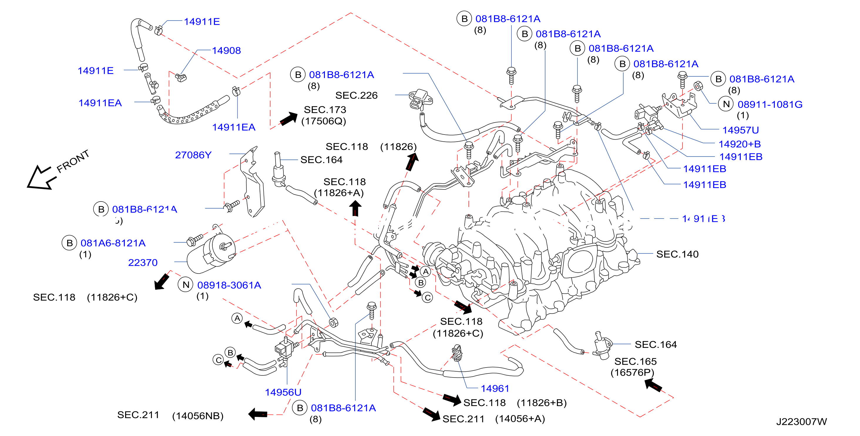 Engine Control Vacuum Piping Hose Fitting