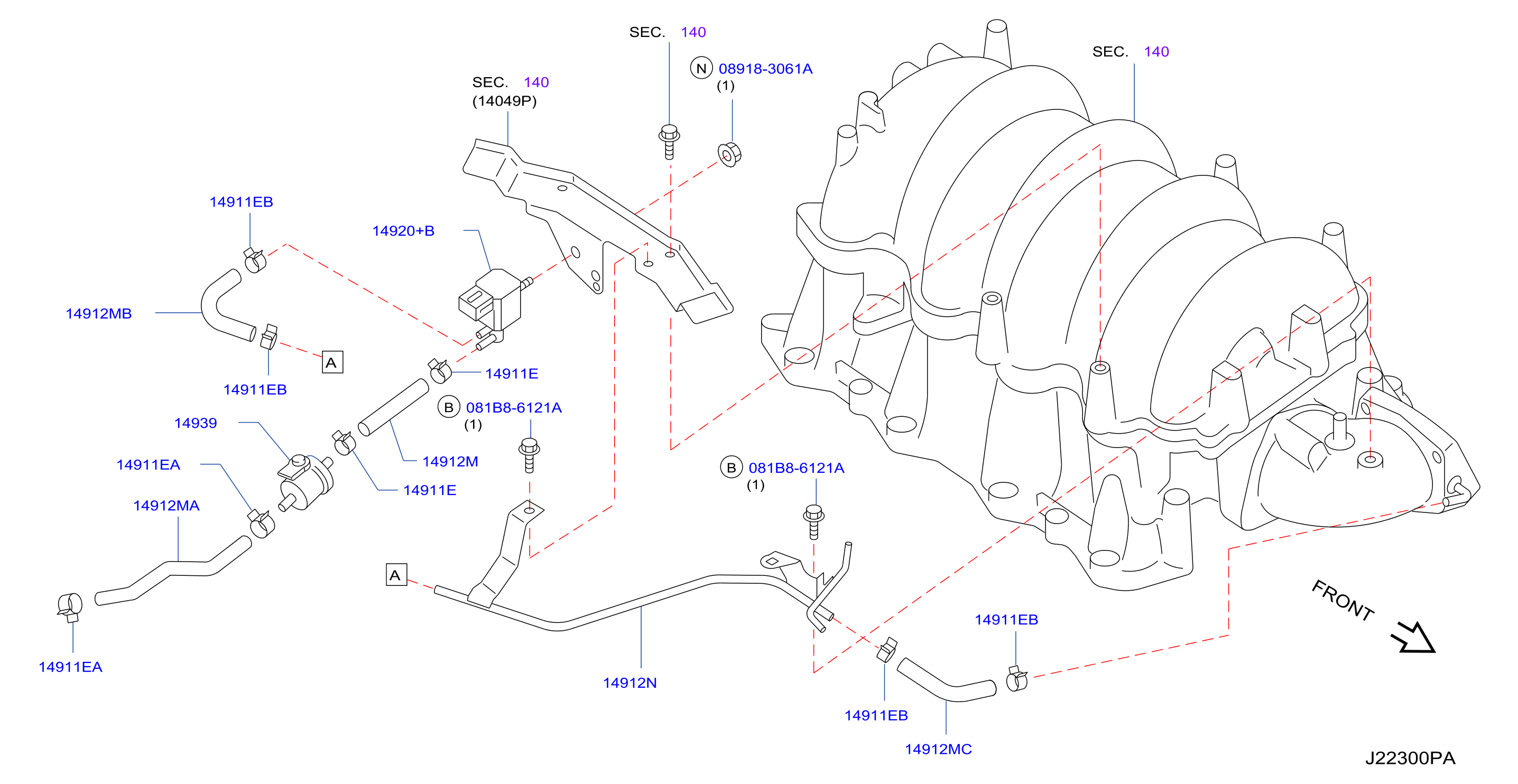 Engine Control Vacuum Piping Evap Cont Hose