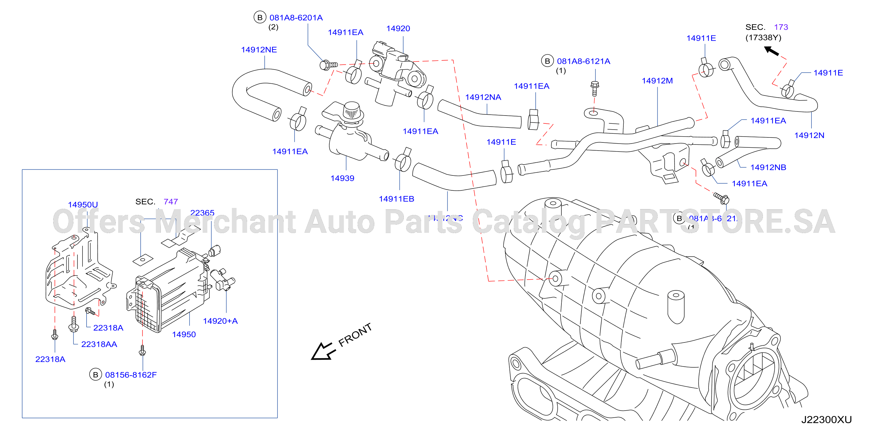 Engine Control Vacuum Piping Except Mex