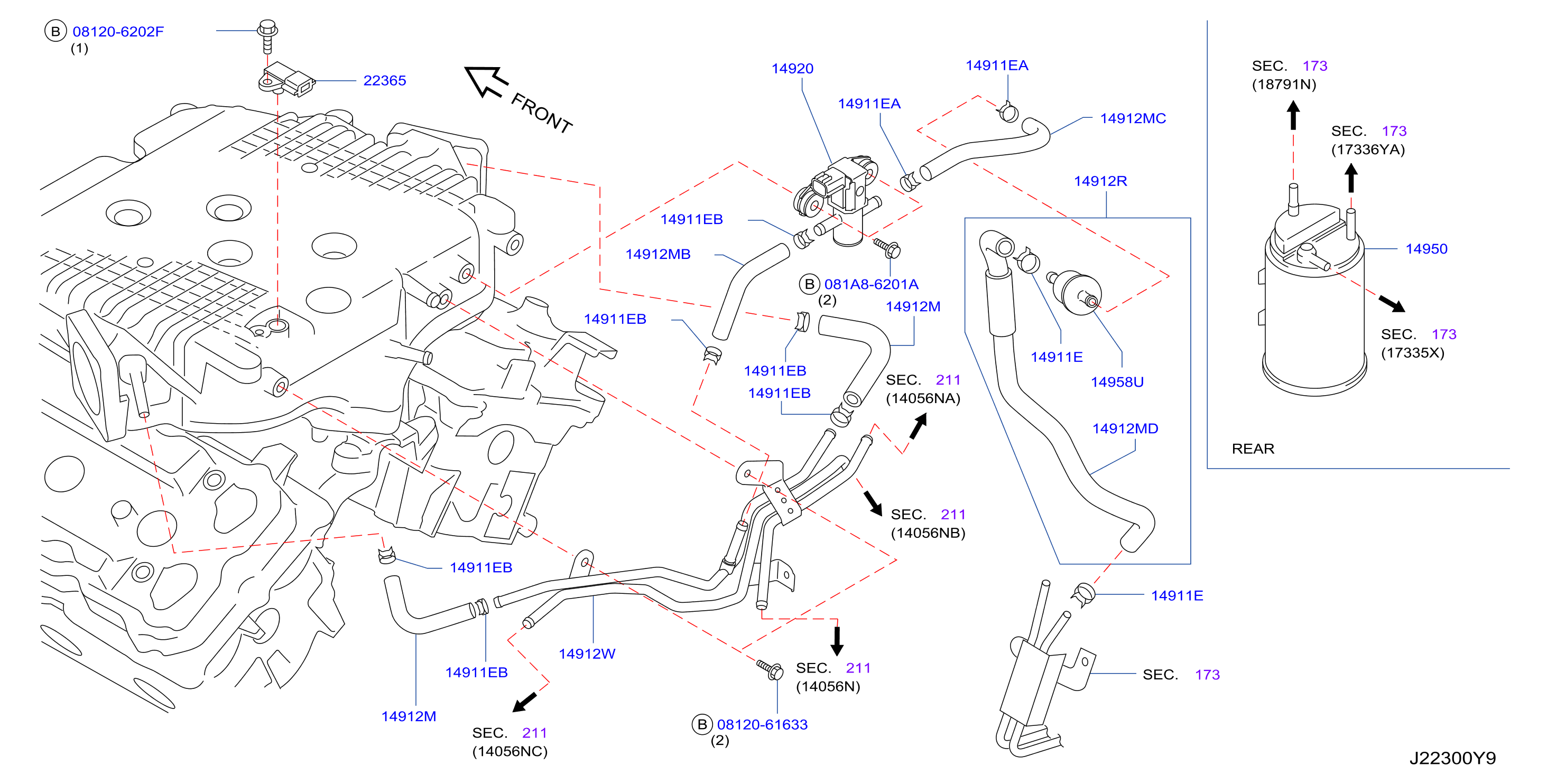 Engine Control Vacuum Piping Evap Piping Canister