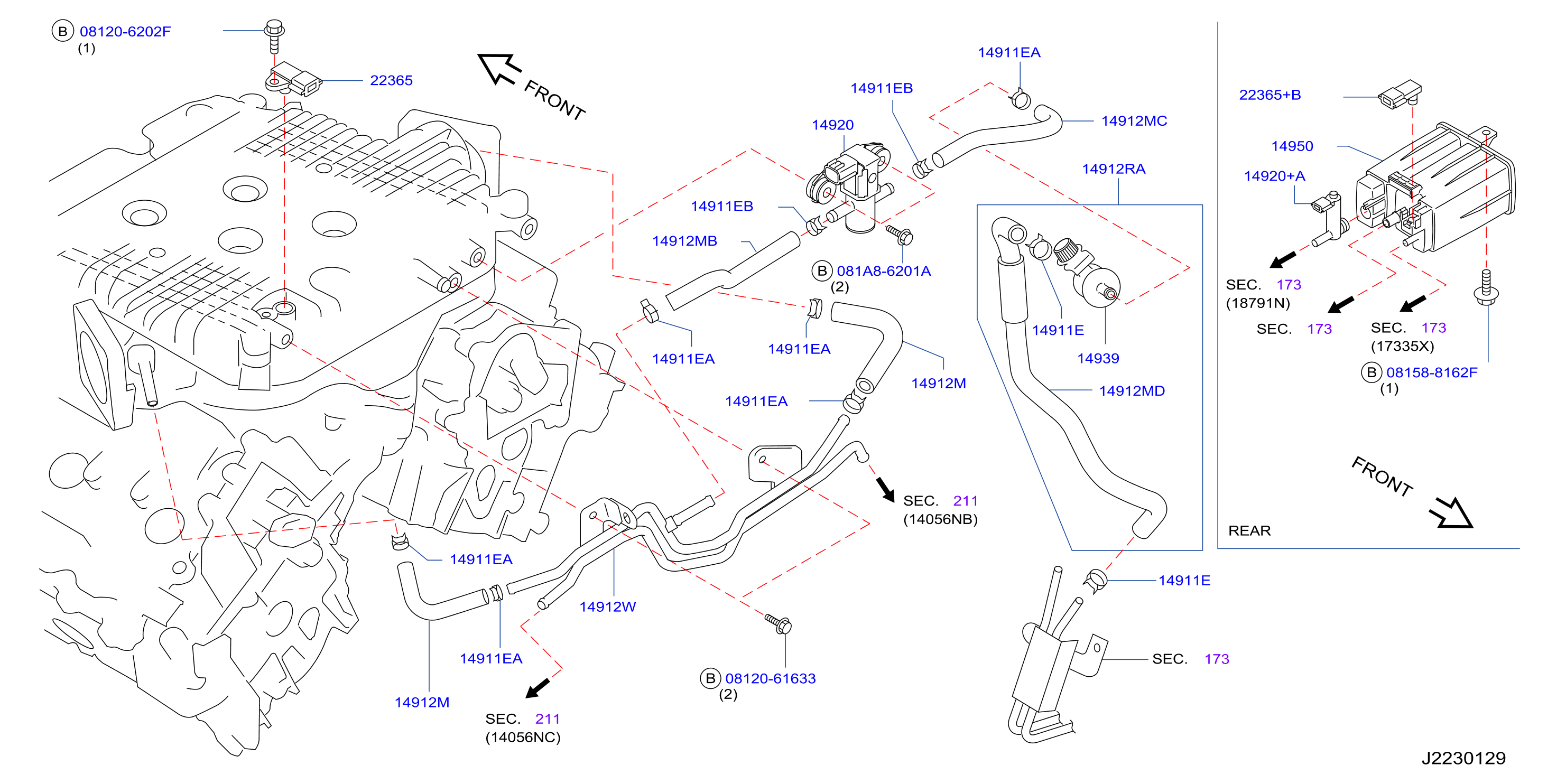 Engine Control Vacuum Piping Evap Piping Canister