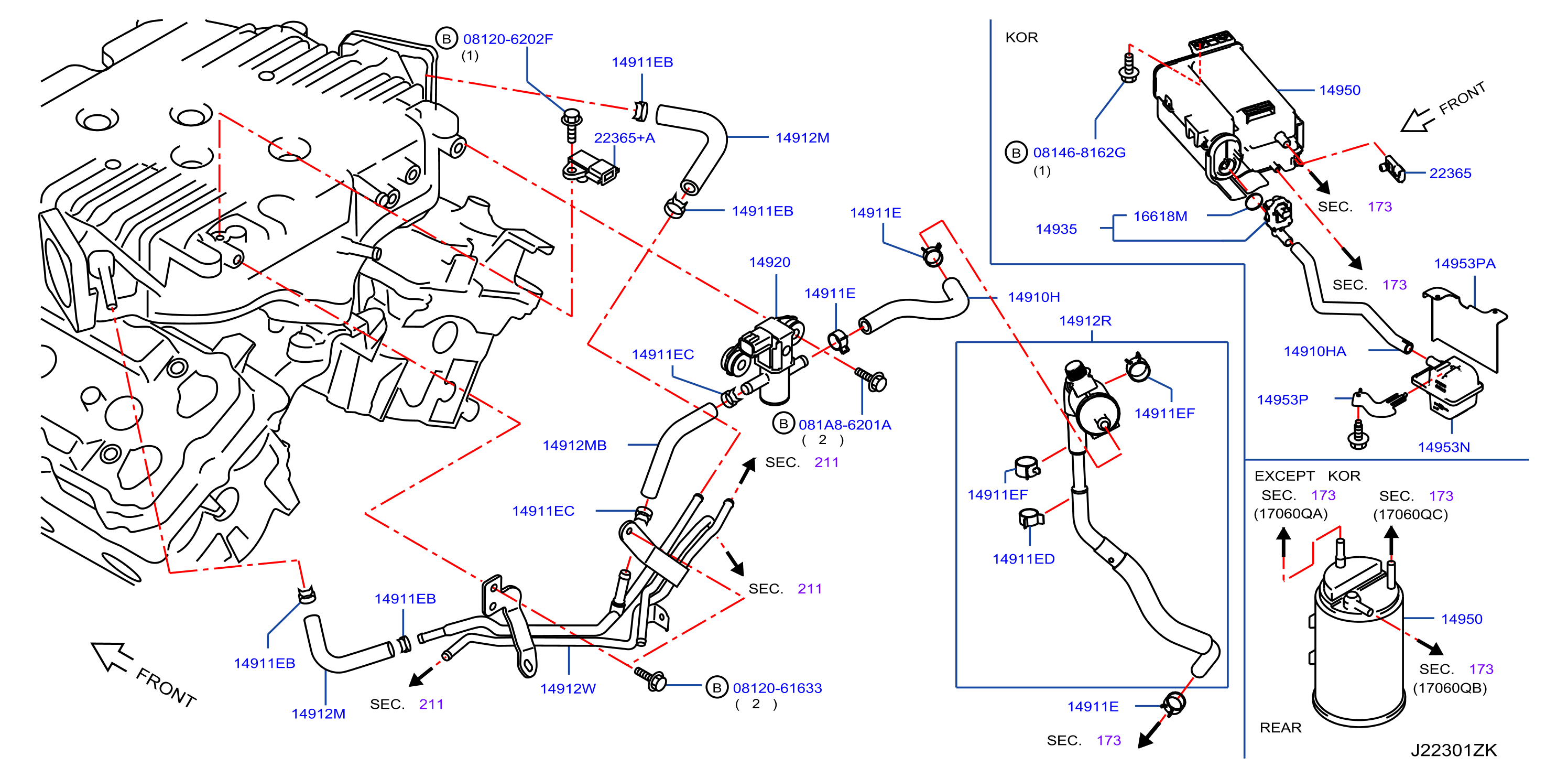 Engine Control Vacuum Piping Evap Piping Canister