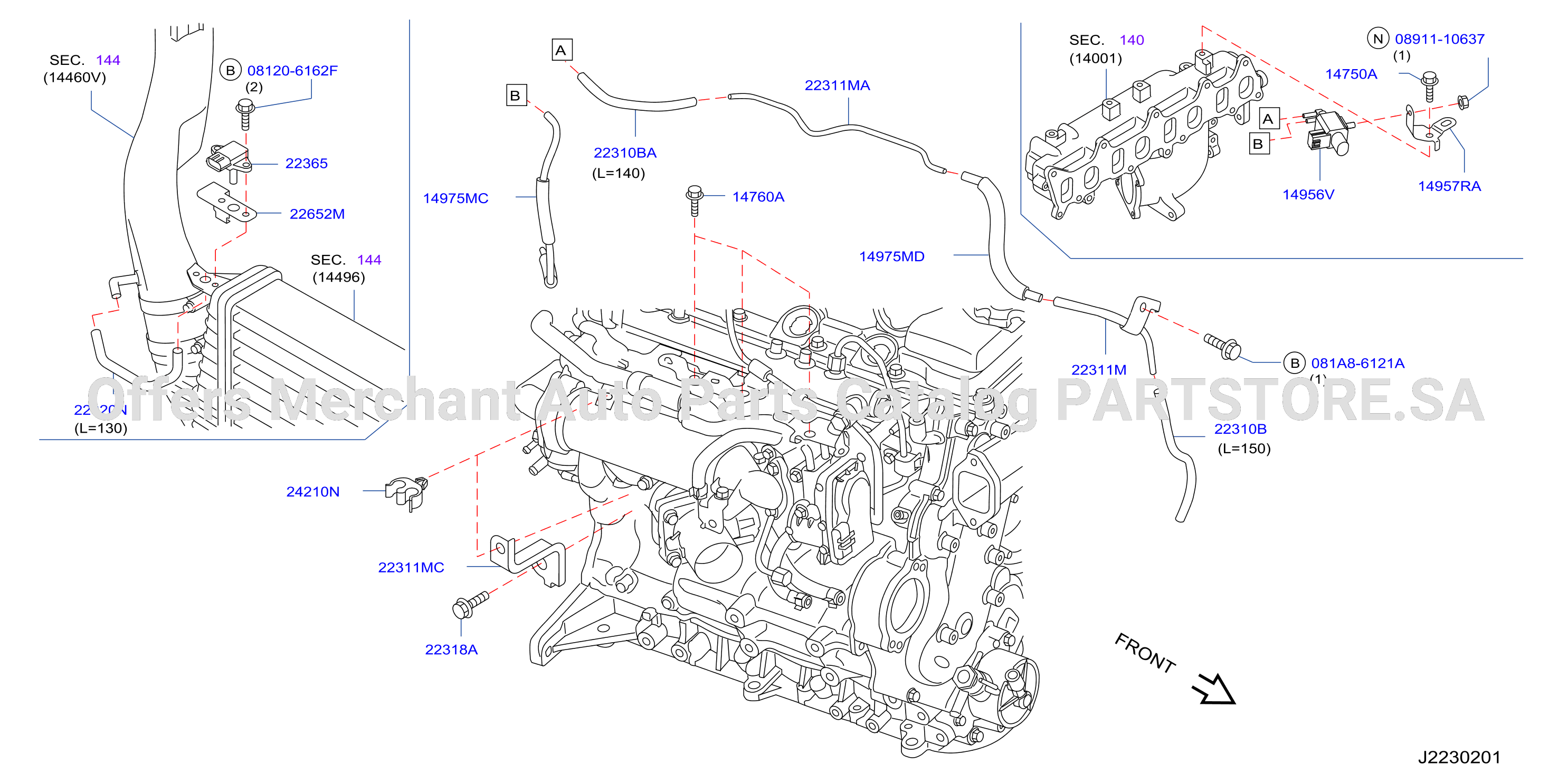 Engine Control Vacuum Piping W / O Exh Break