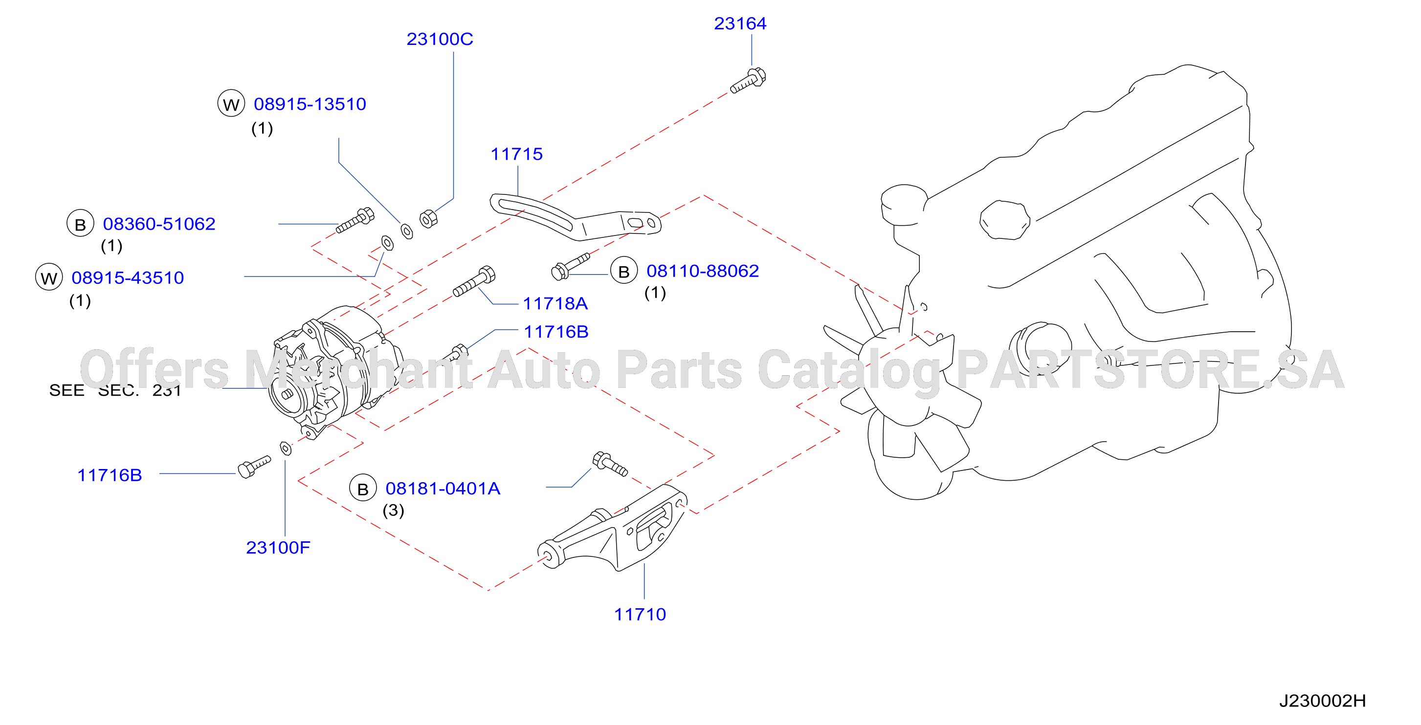 Alternator Fitting Air Con Less
