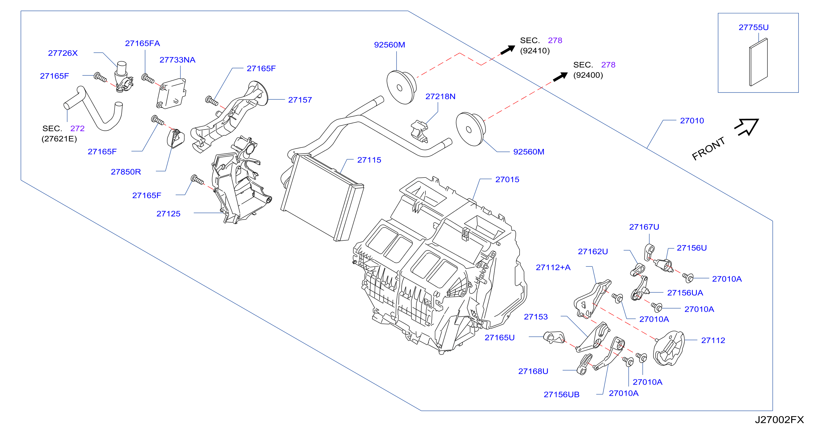 Heater Blower Unit Heater Fr 2 For Mex Vq37Vhr
