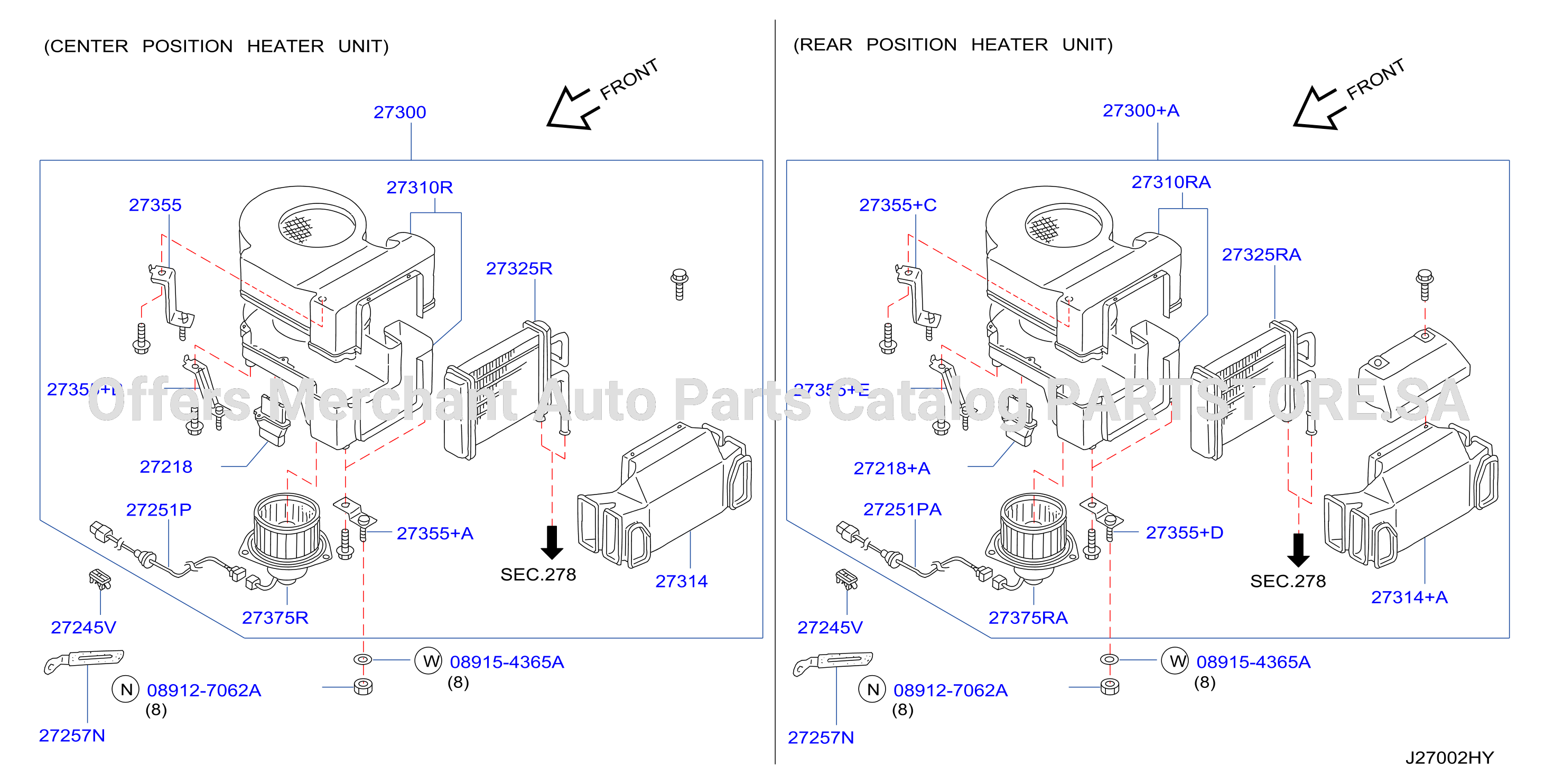 Heater Blower Unit Rear Heater Blower Assy