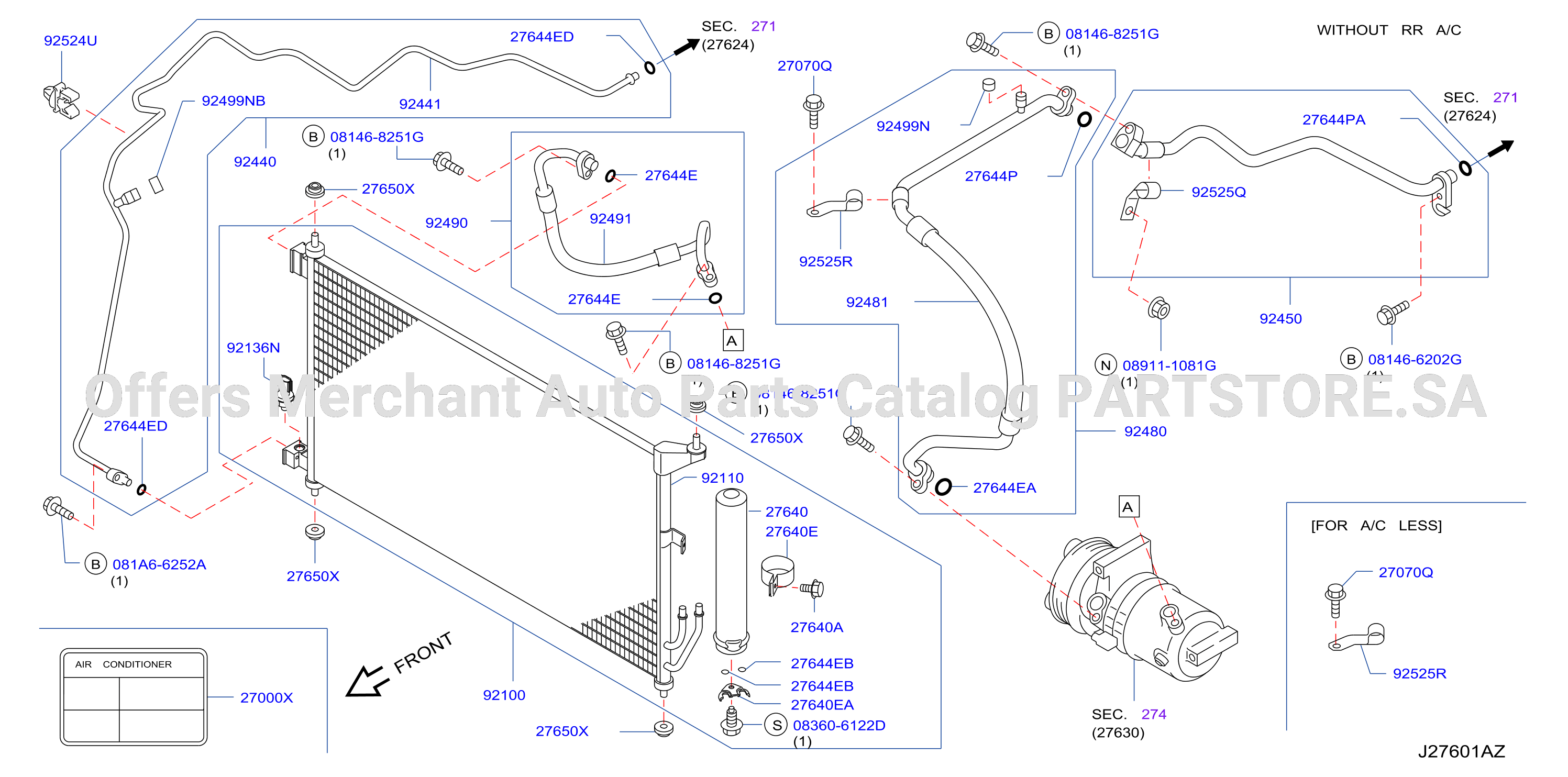Condenser Liquid Tank Piping W / O Rr A C