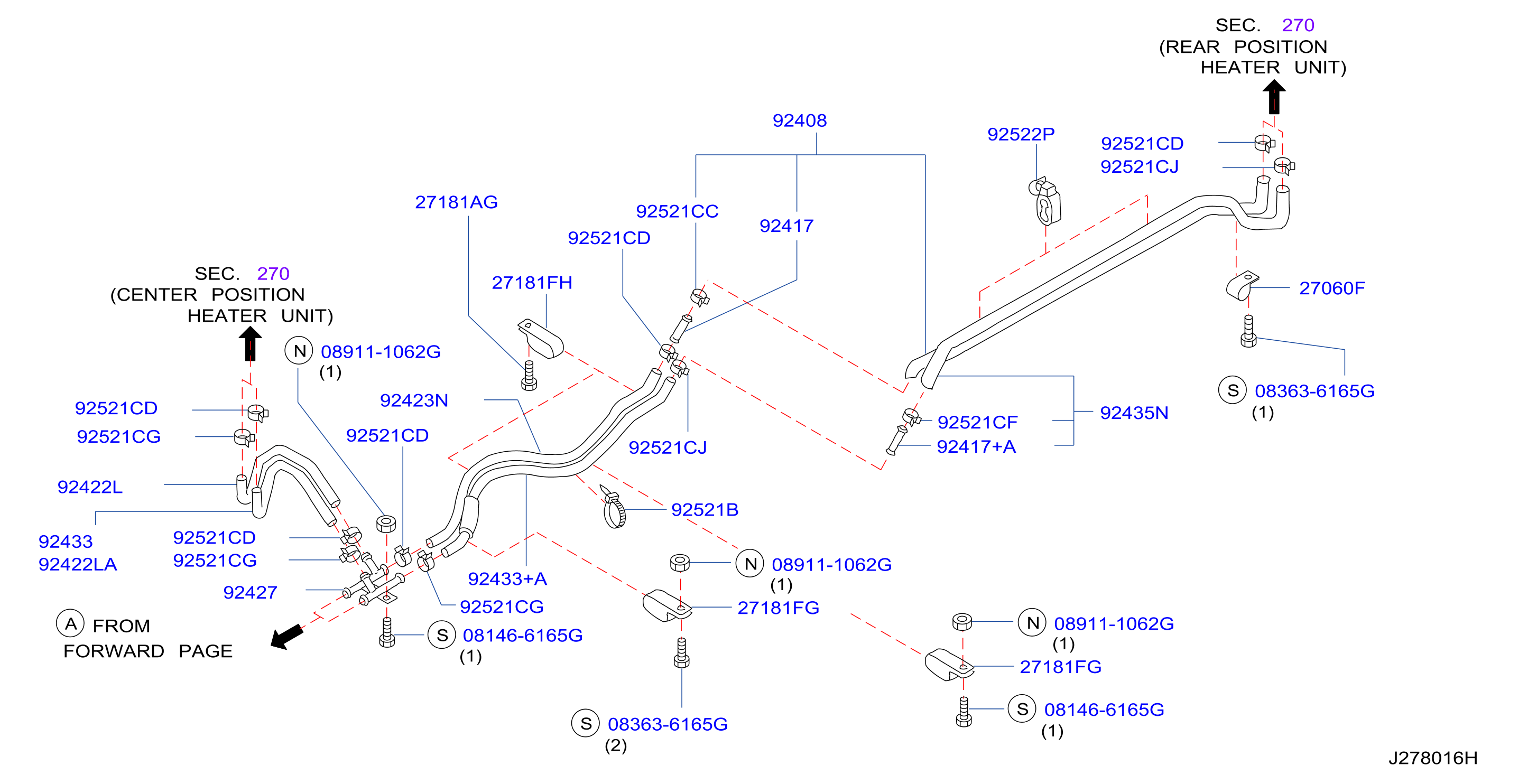 Heater Piping Rear Piping Long