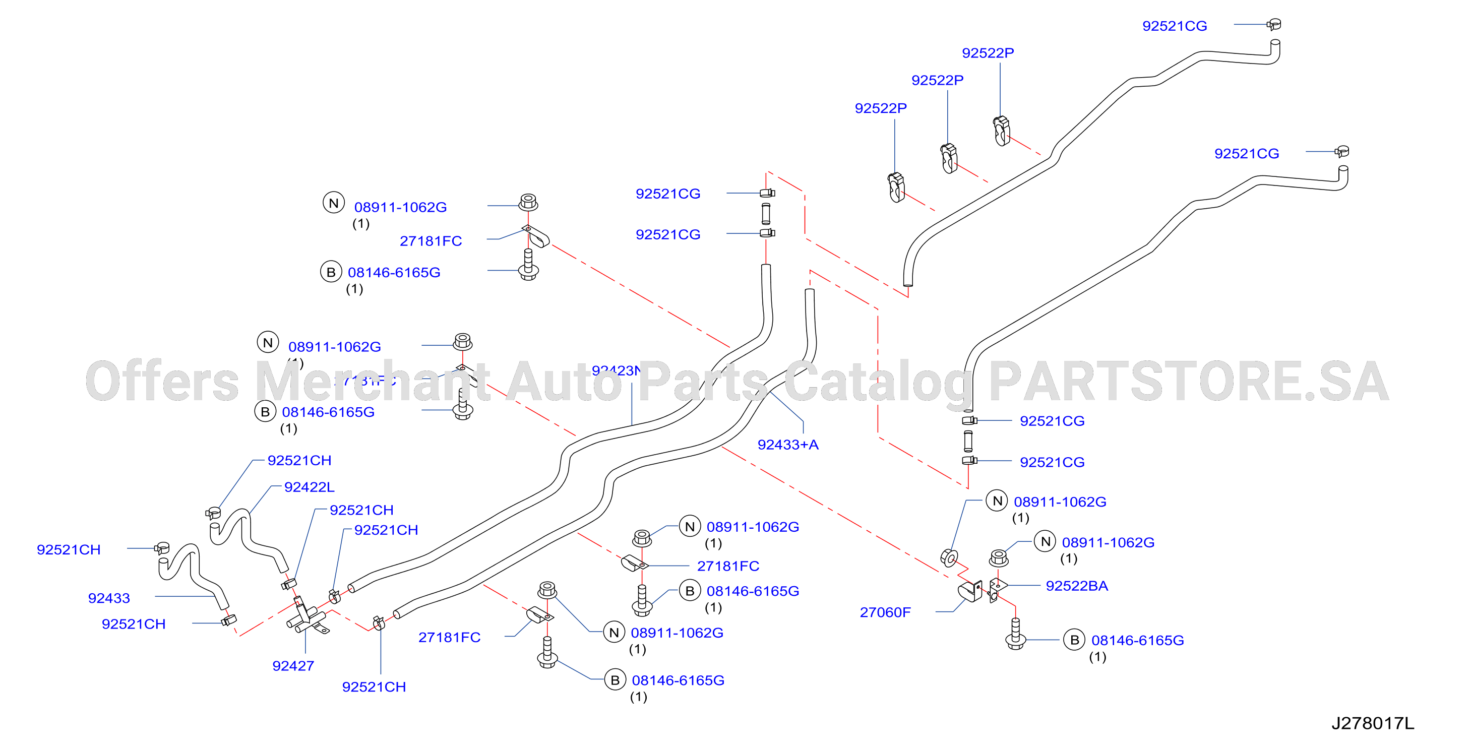 Heater Piping Rear Piping Long