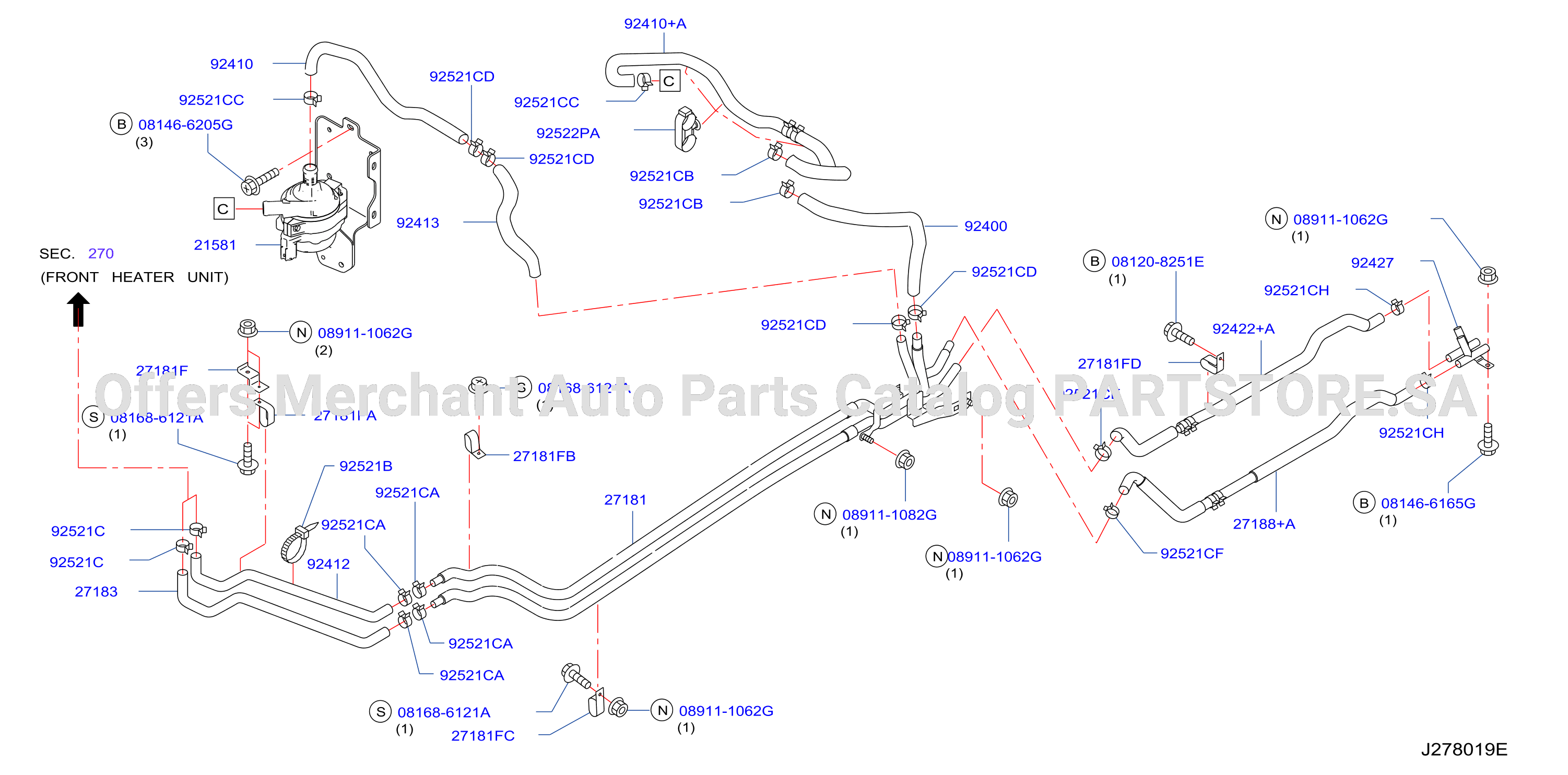 Heater Piping Fr Rr Heater Zd30