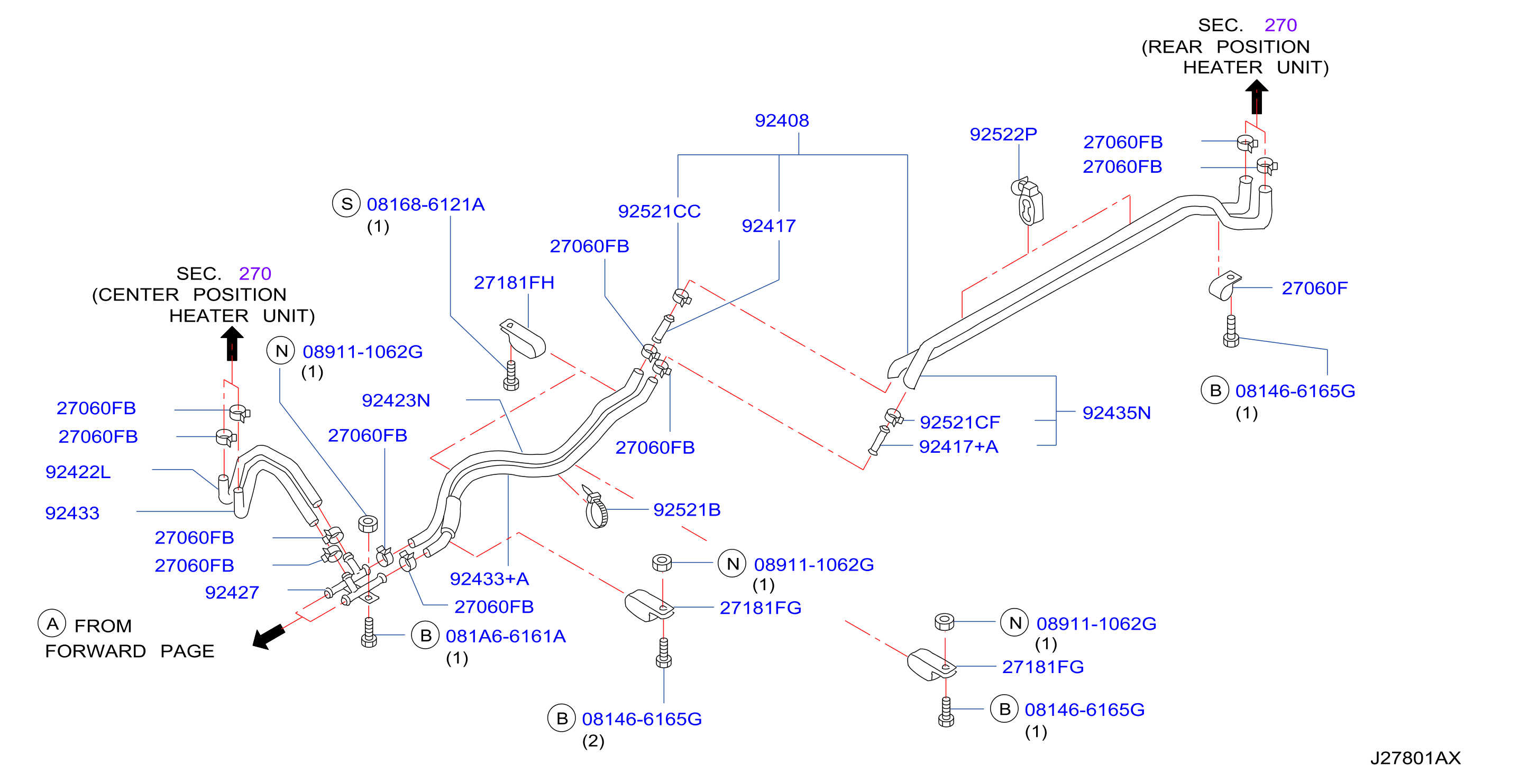 Heater Piping Rear Piping Long