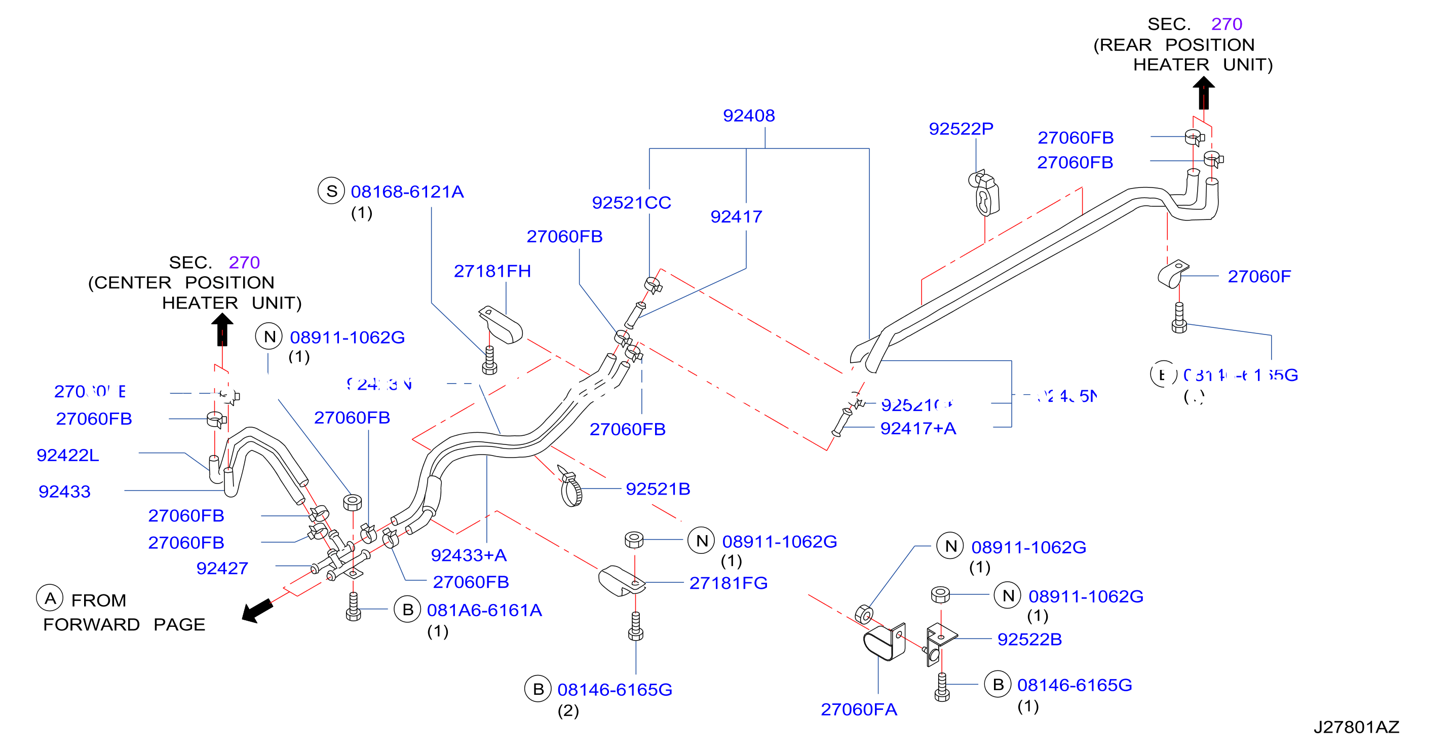 Heater Piping Rear Piping Long