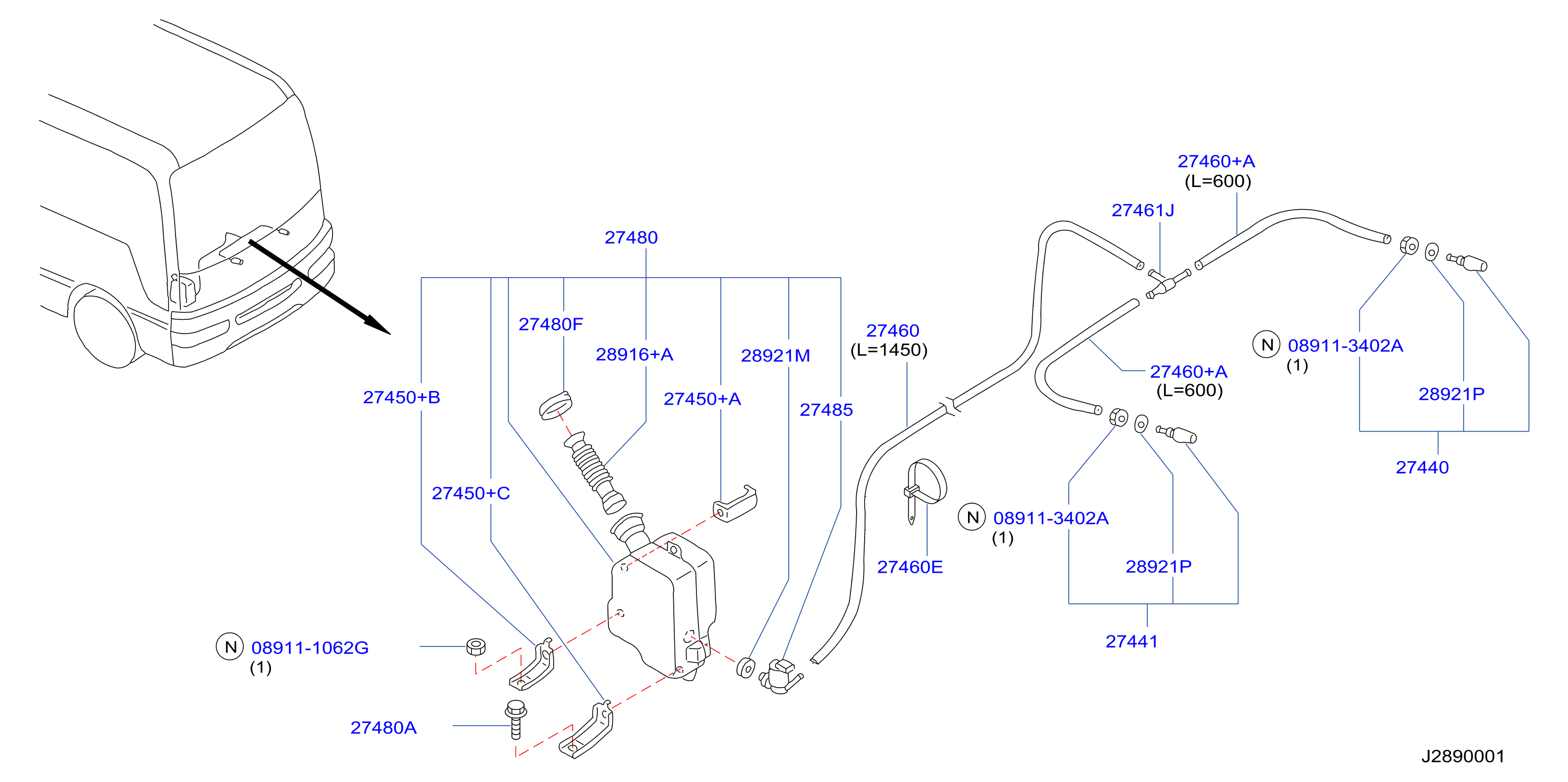 Windshield Washer Front Piping