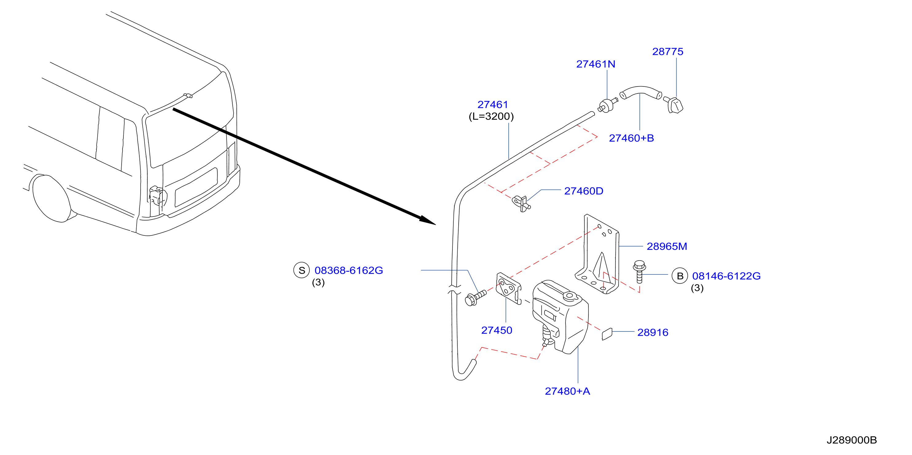 Windshield Washer Rear Piping