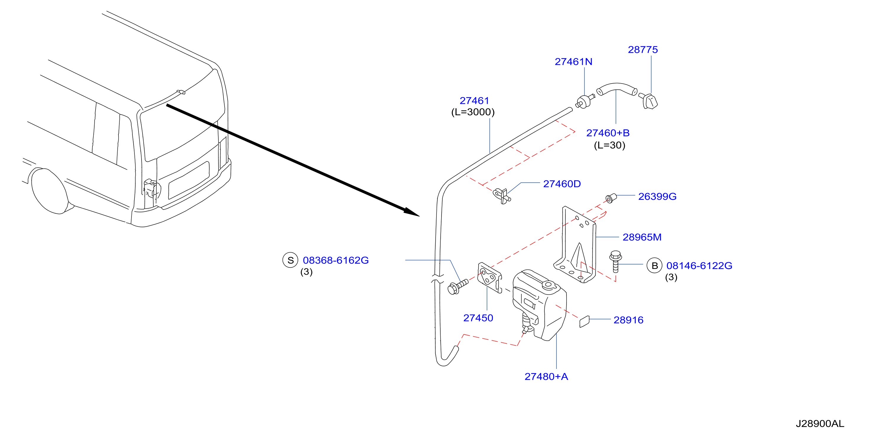 Windshield Washer Rear Piping