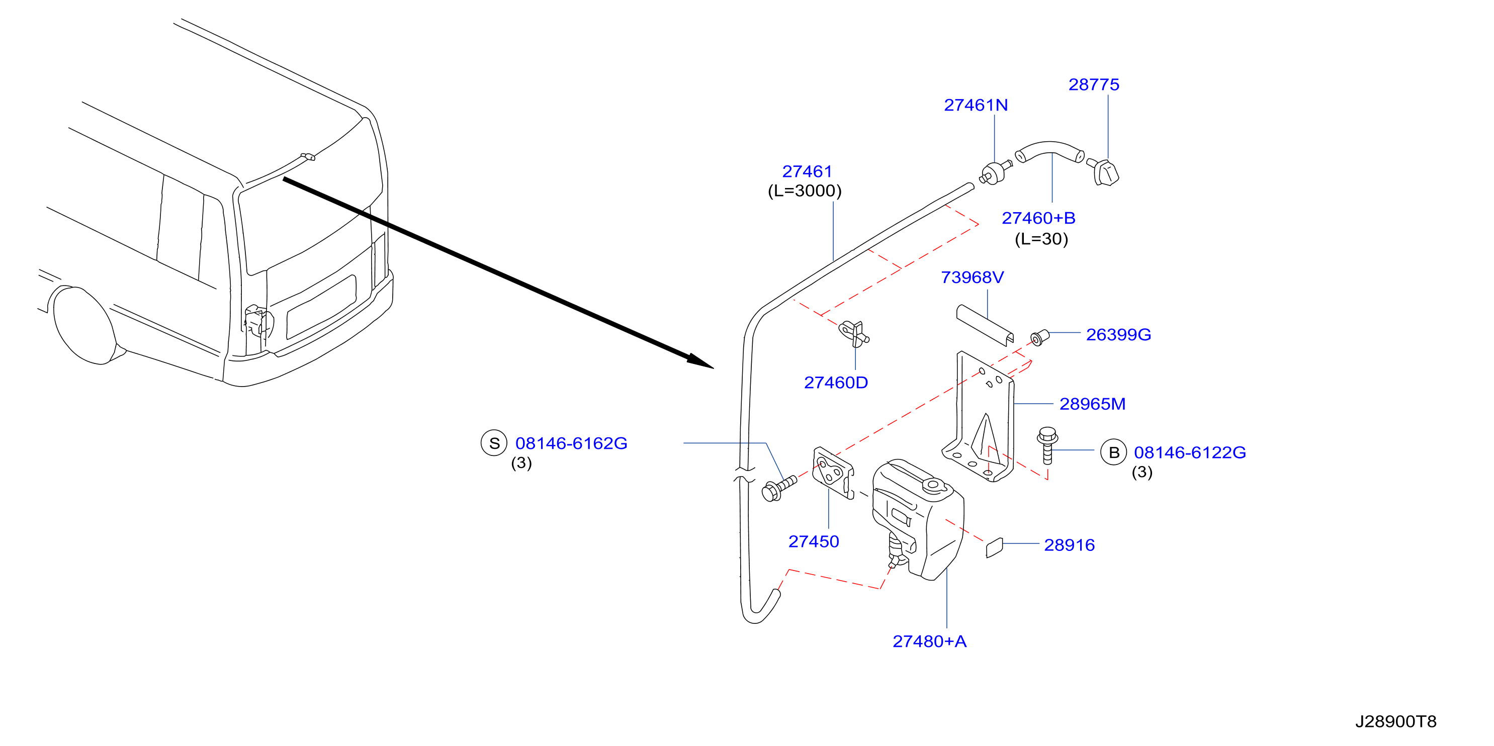 Windshield Washer Rear Piping