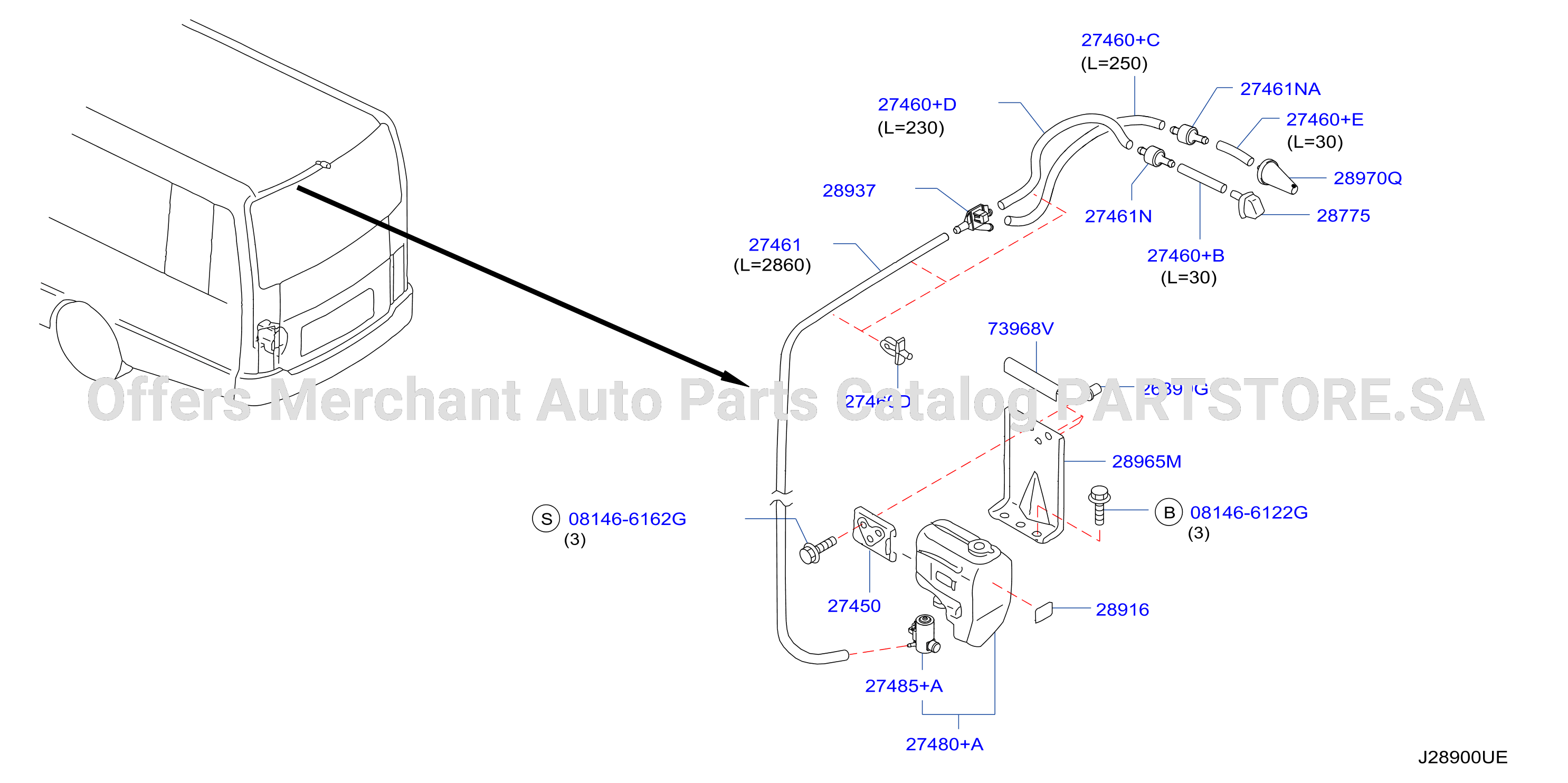 Windshield Washer Rear Piping