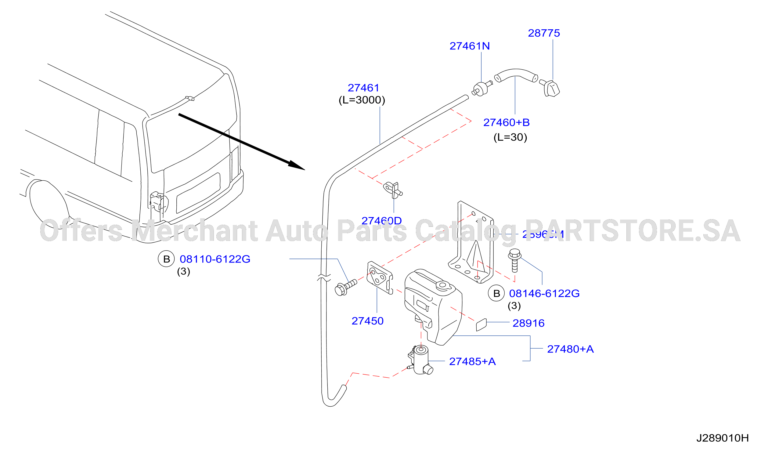 Windshield Washer Rear Piping
